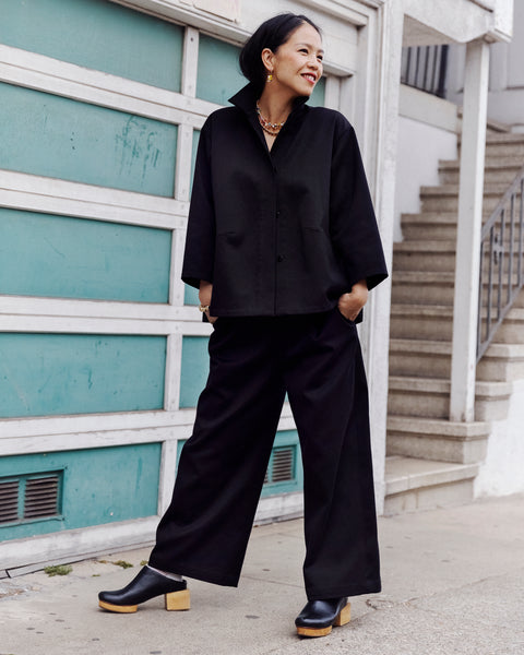 KAAREM - Flavor Pleated Straight Leg Pocket Denim Pant - Black