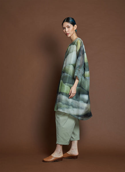 ☆PEARL BUTTONS SILK ORGANZA COAT/KIMHEKIM☆ Pearl Button Draped Silk Jacket Dress - KIMHĒKIM