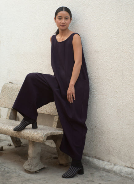 Verdant Sleeveless Pocket Jumpsuit - Eggplant Purple