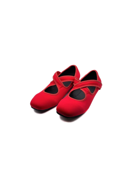 KAAREM Hopp Studios X Ballet Flats in Cherry Stretch