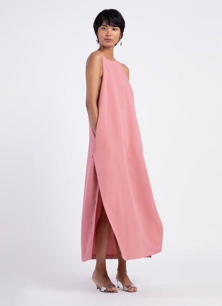 Mango Pine Overlap Side Slit Maxi Dress - Sunset Pink - KAAREM