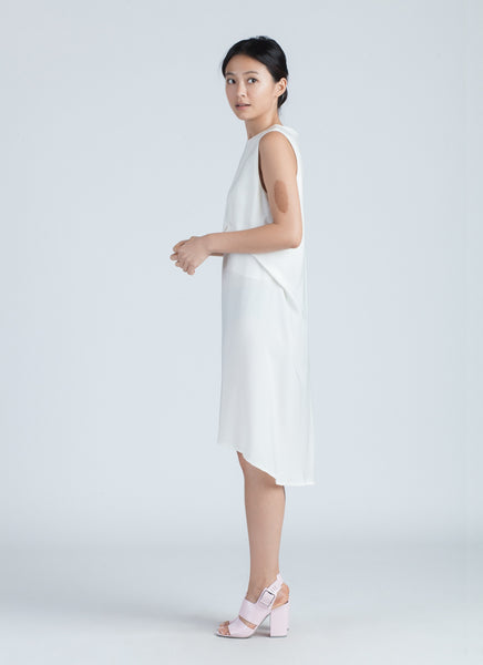 KAAREM - Kelp Shell Sleeveless Dress - Crested White