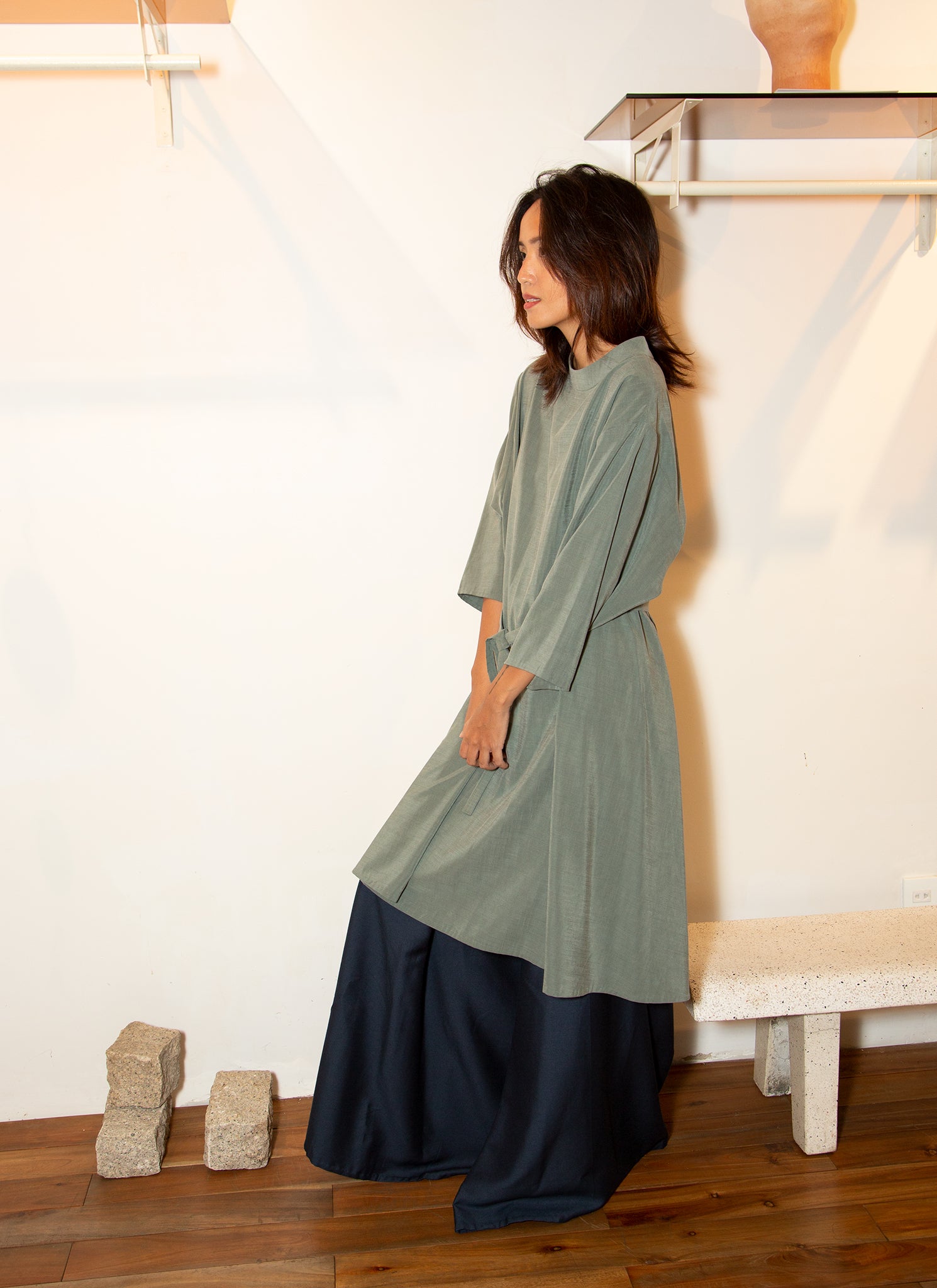 green emerald velvet dress Sage Green Strapless Pleated Satin A-Line Prom Dress – FancyVestido main image 0