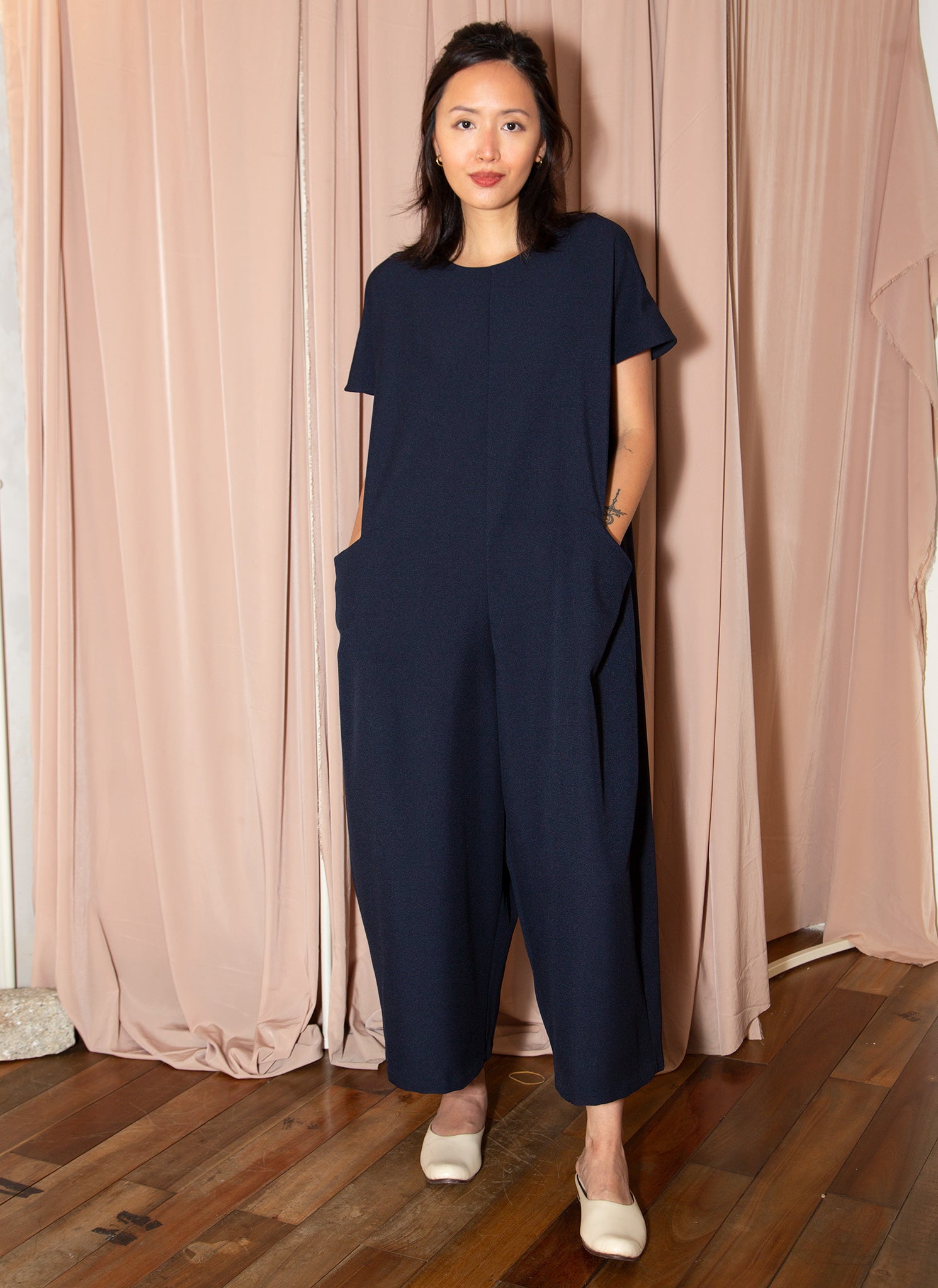 KAAREM - Dahlia Pleatstay Pocket Onesie - Dark Navy