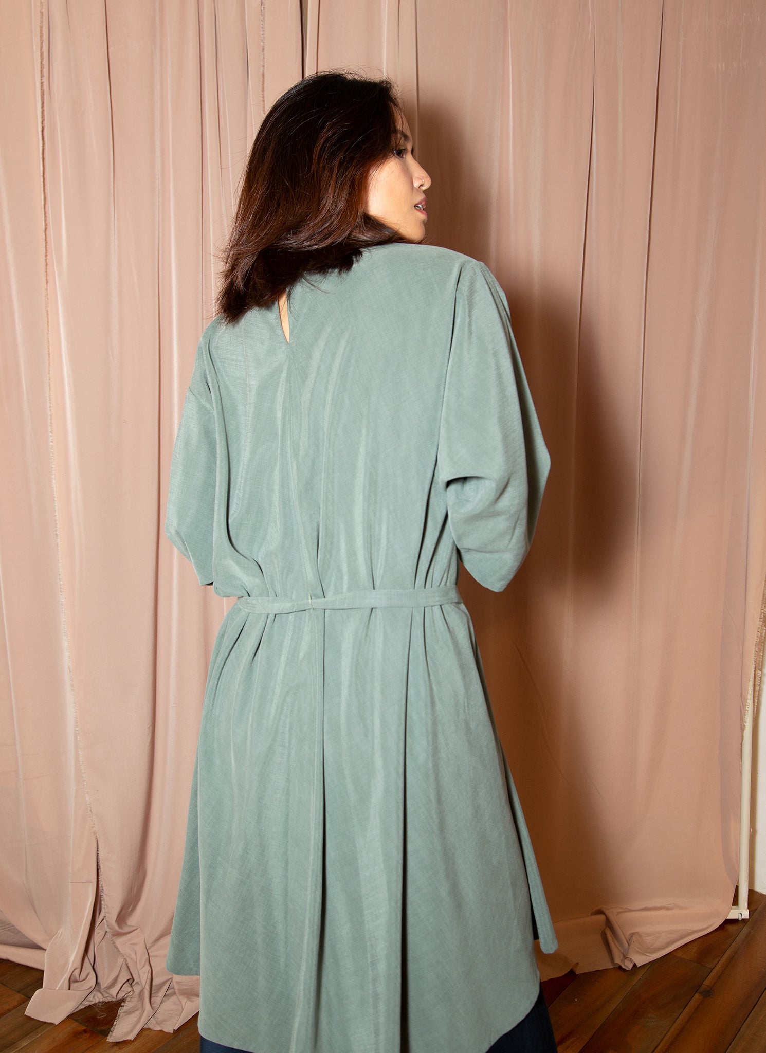 KAAREM - Branch Boxy A-Line Dress in Sage Green KAAREM - Branch Boxy A-Line Dress in Sage Green