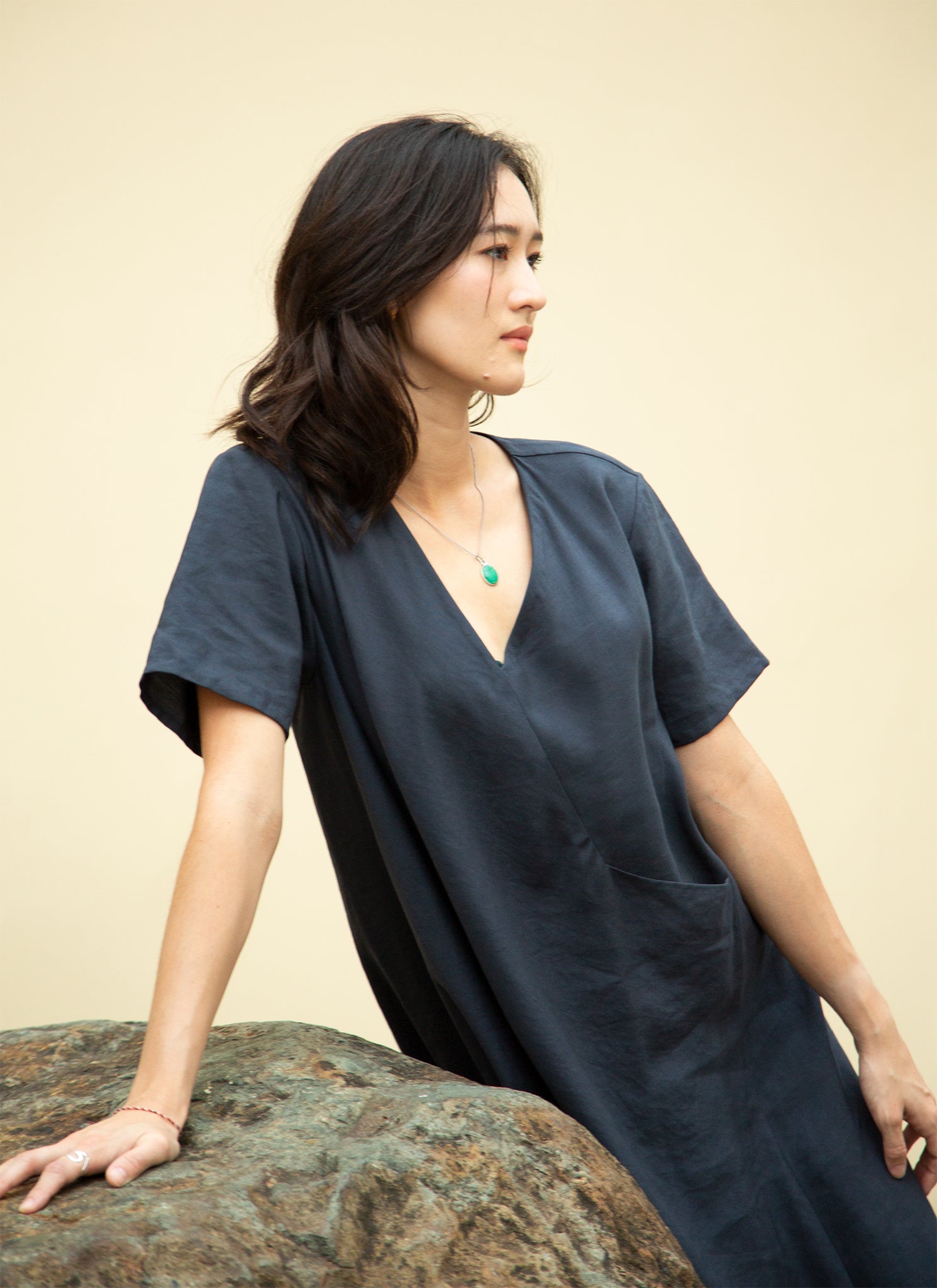 mango blue dress KAAREM