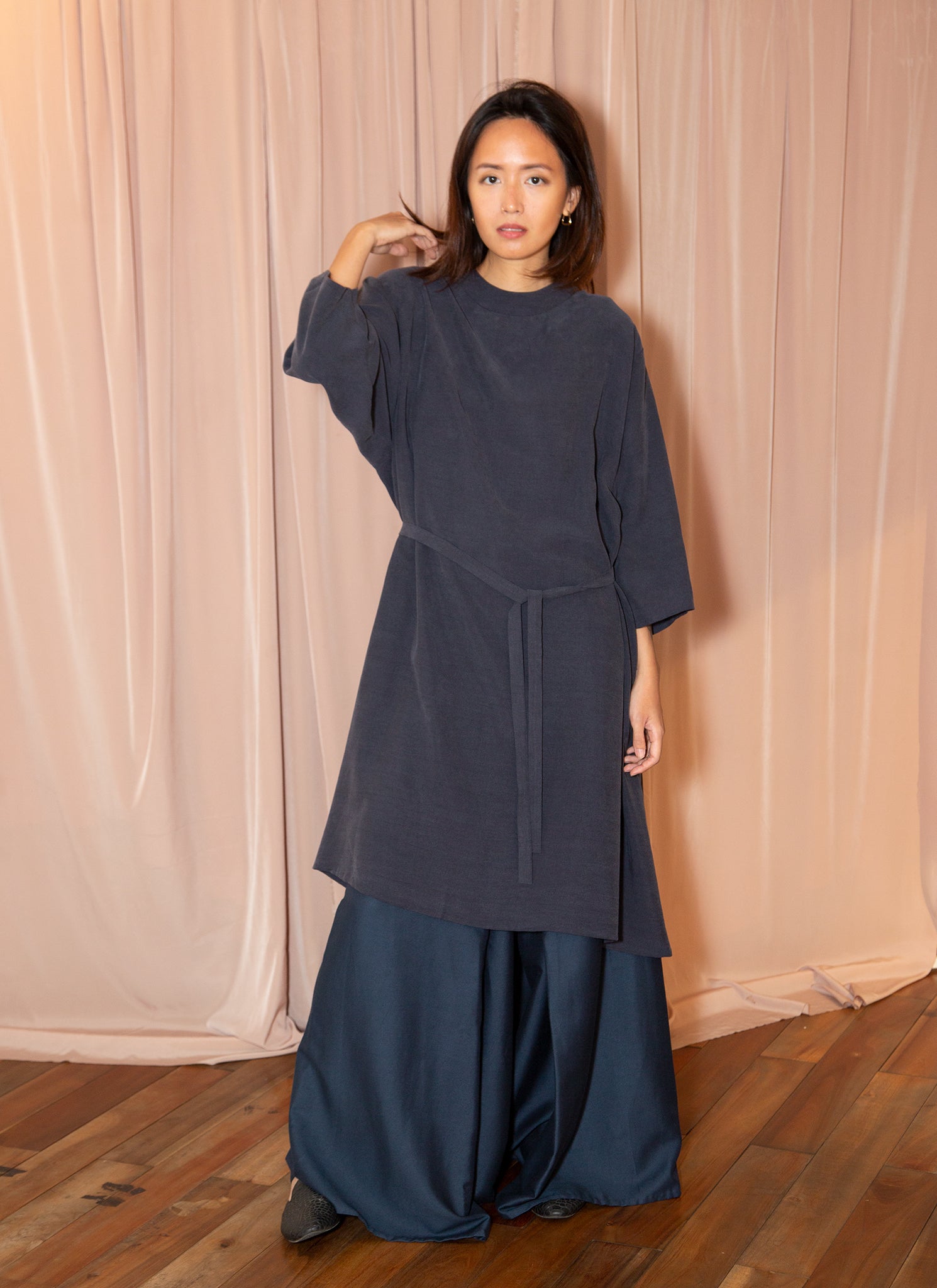 Branch Boxy A-Line Dress in Dark Blue / Size XS