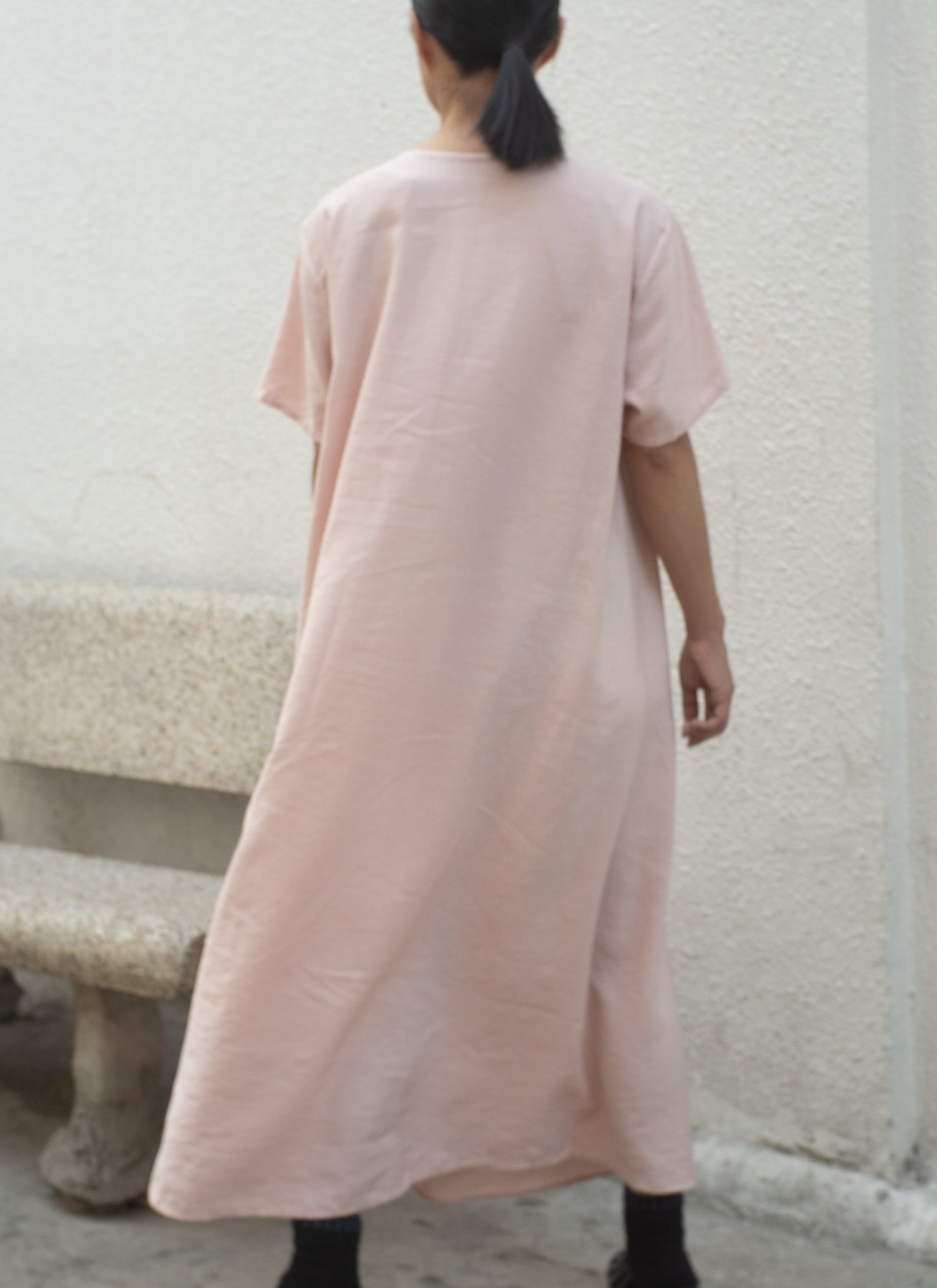 mango pink dress KAAREM - Mango Short Sleeve V Pocket Dress / Size L