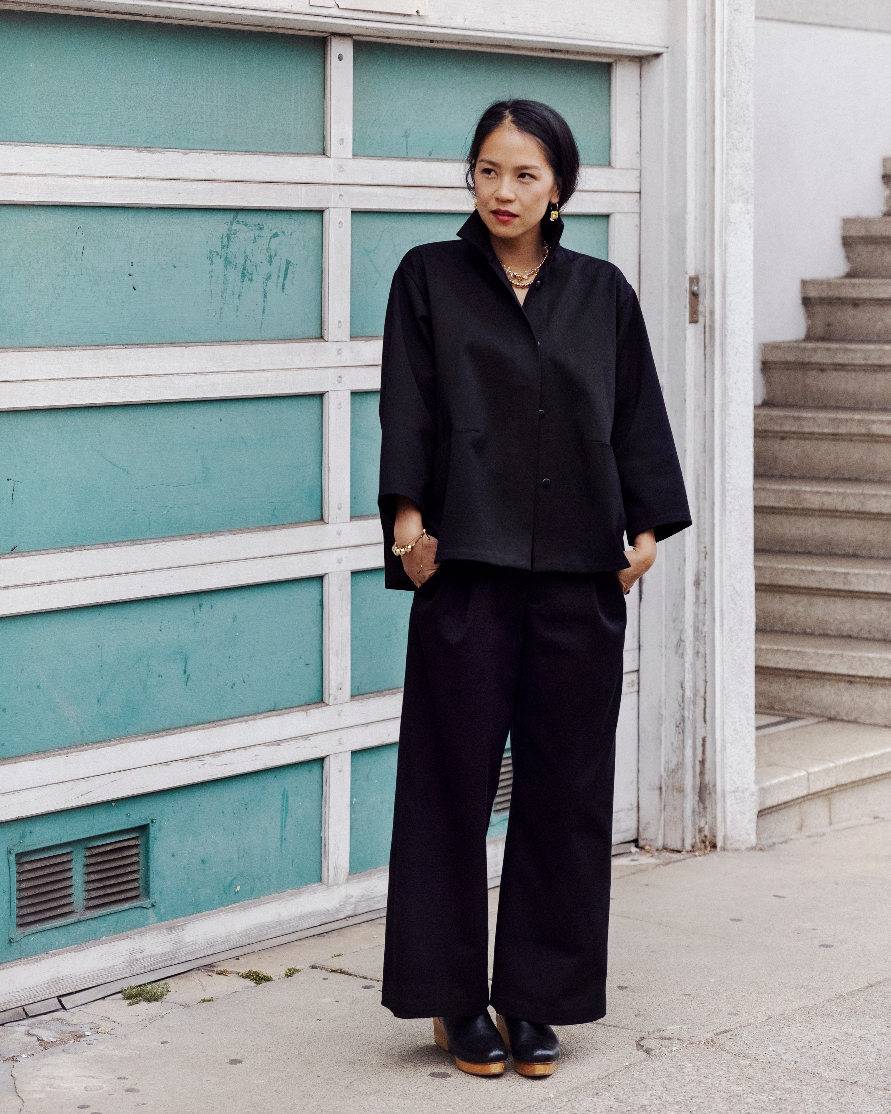 KAAREM - Opaque Button-Up Pocket Denim Shirt Jacket - Black