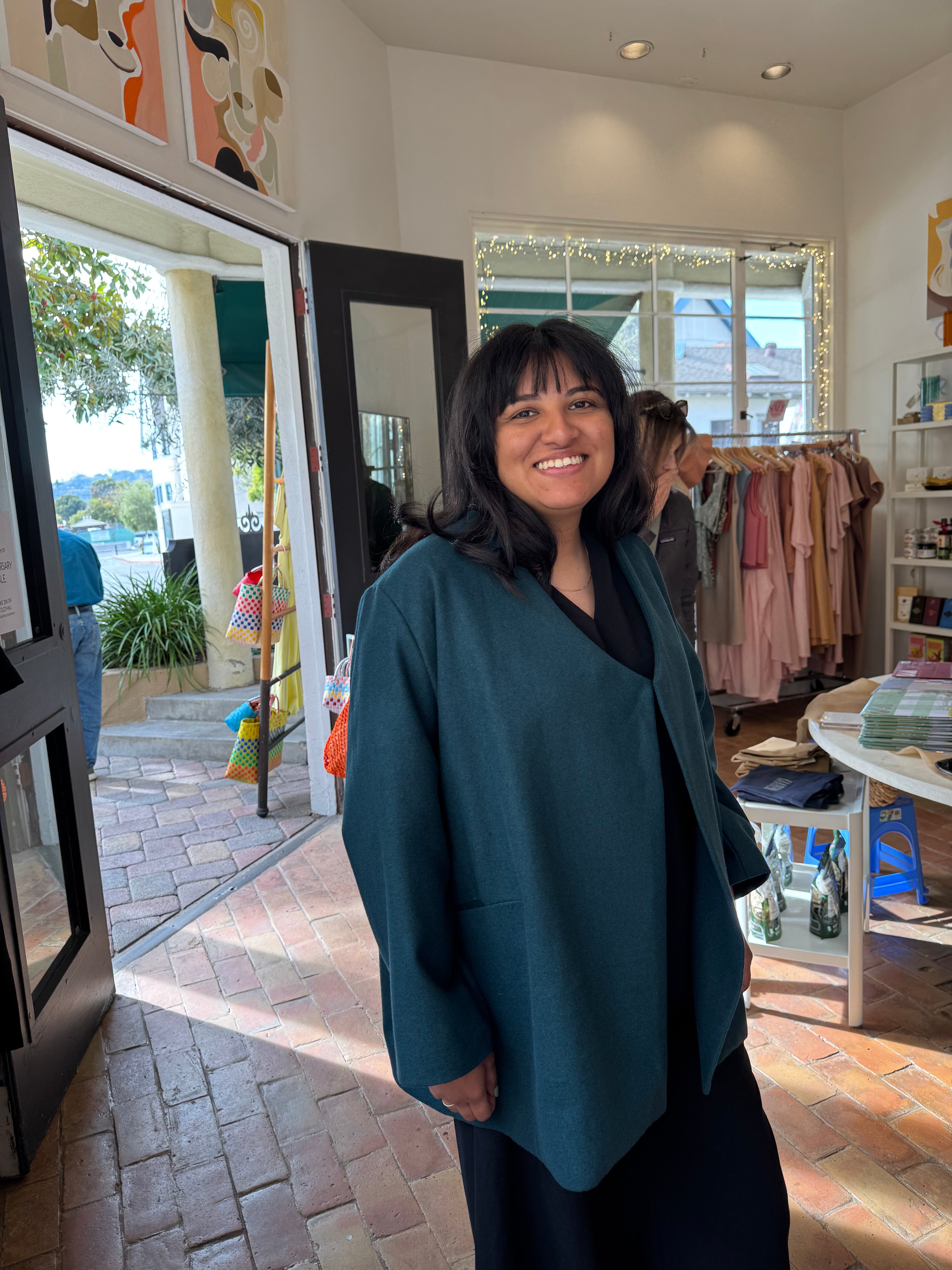 KAAREM - Keiki Overlap Pocket Coat - Turquoise Green