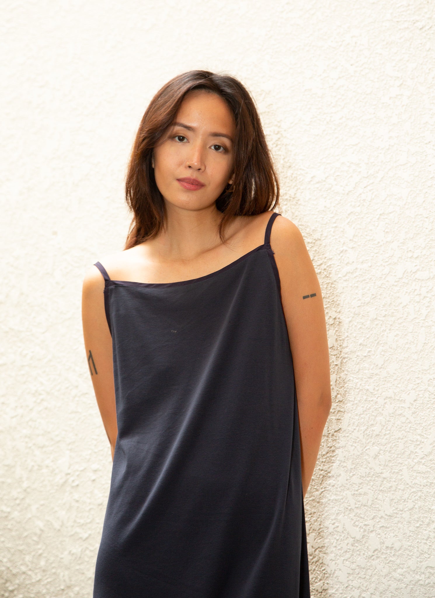 KAAREM - Moon Phase Jersey Slip Dress - Dark Blue KAAREM - Moon Phase Jersey Slip Dress - Dark Blue