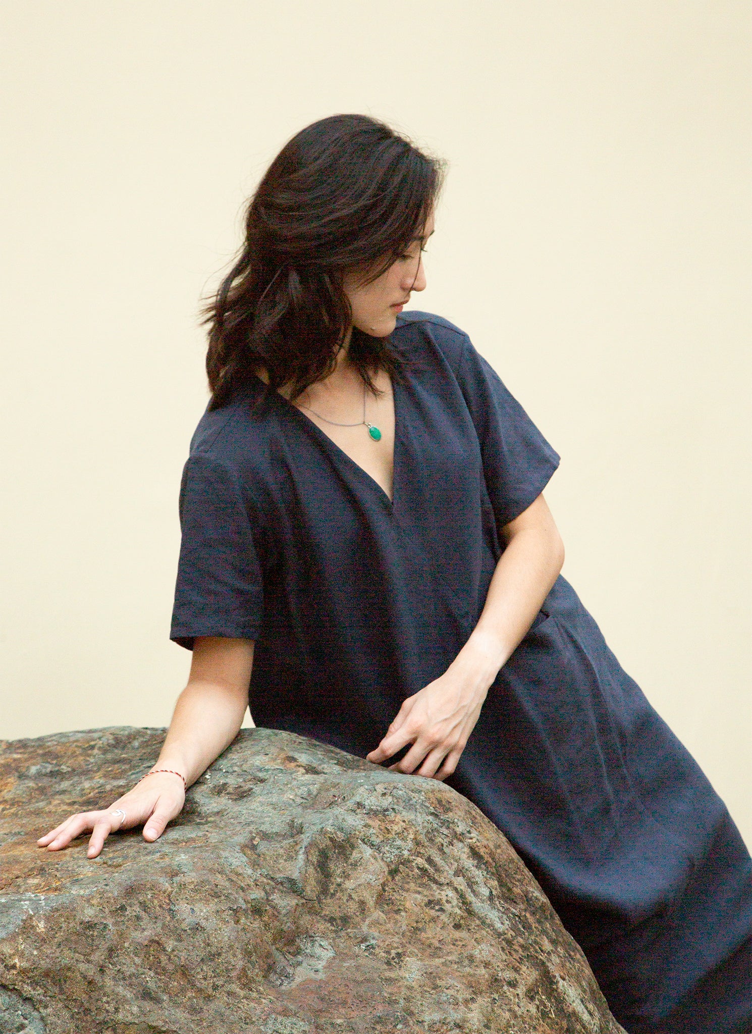 mango blue linen dress Mango + Buttoned linen-blend dress