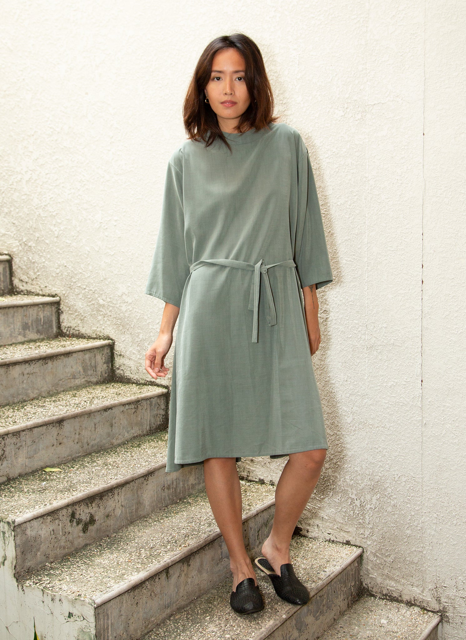 Branch Boxy A-Line Dress in Sage Green Branch Boxy A-Line Dress in Sage Green