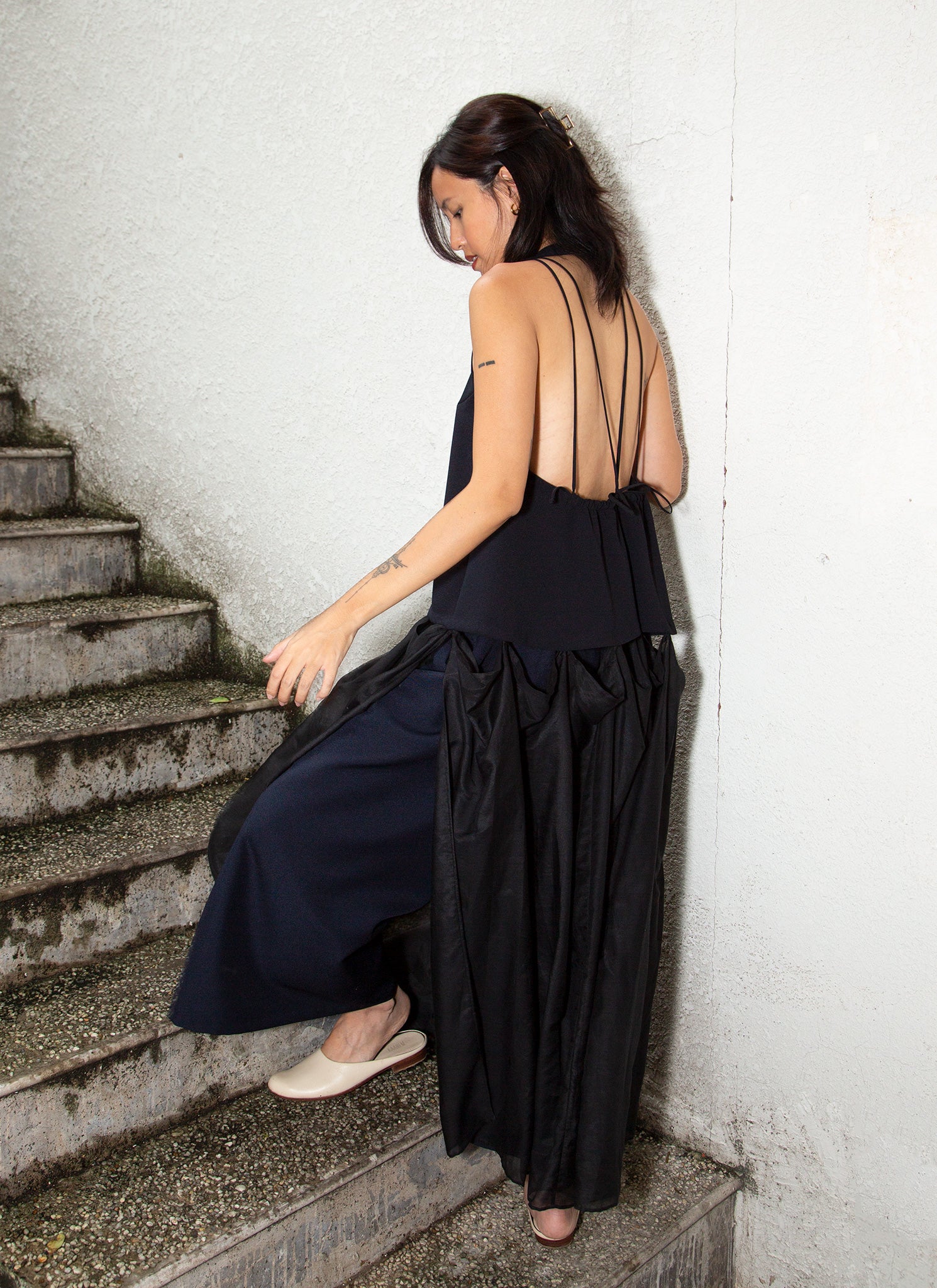 KAAREM - Rhythm Halter o Di Two-Piece Dress - Black Blue w/ Cotton Silk Black KAAREM - Rhythm Halter o Di Two-Piece Dress - Black Blue w/ Cotton Silk Black