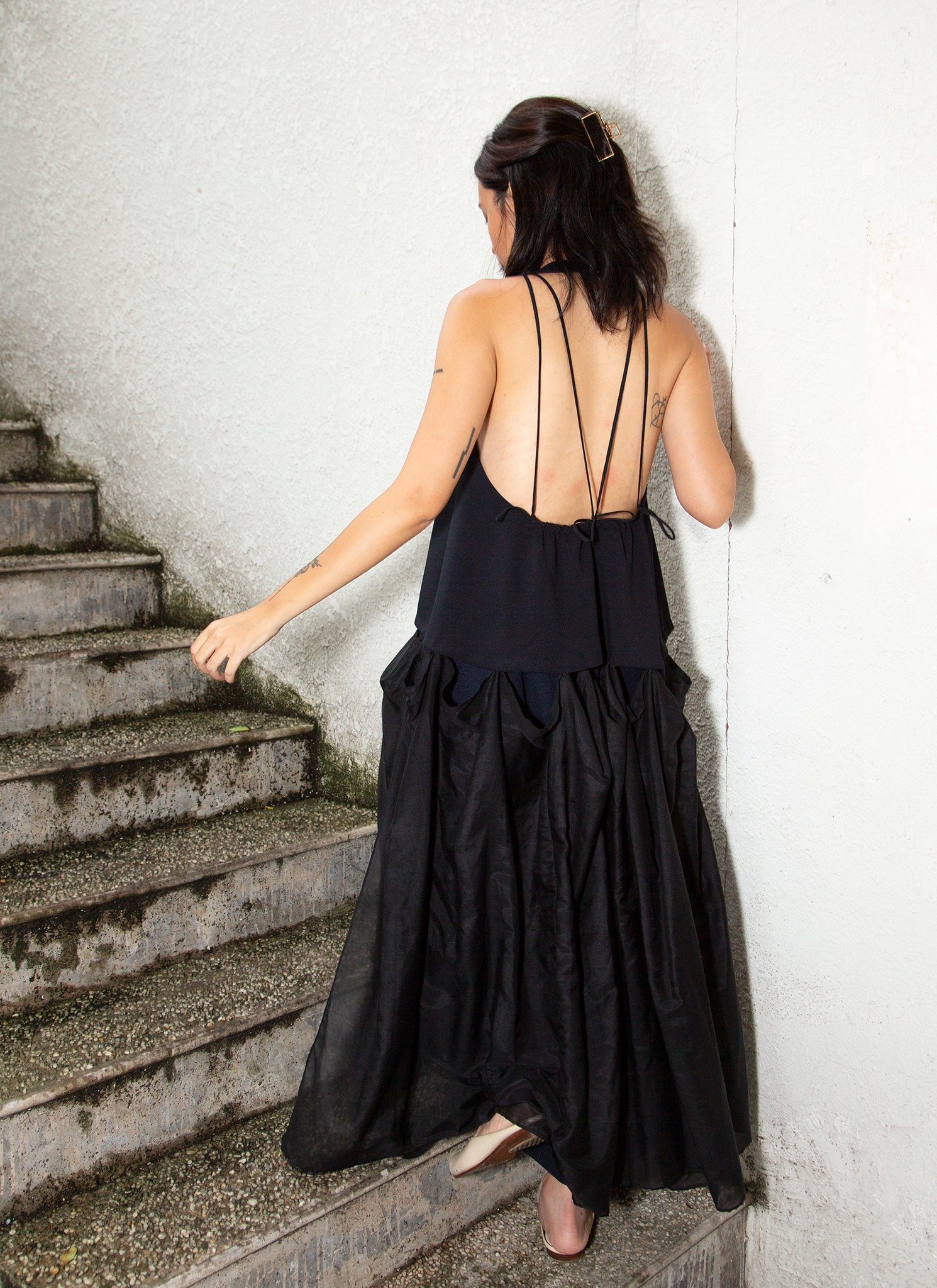 KAAREM - Rhythm Halter o Di Two-Piece Dress - Black Blue w/ Cotton Silk Black KAAREM - Rhythm Halter o Di Two-Piece Dress - Black Blue w/ Cotton Silk Black