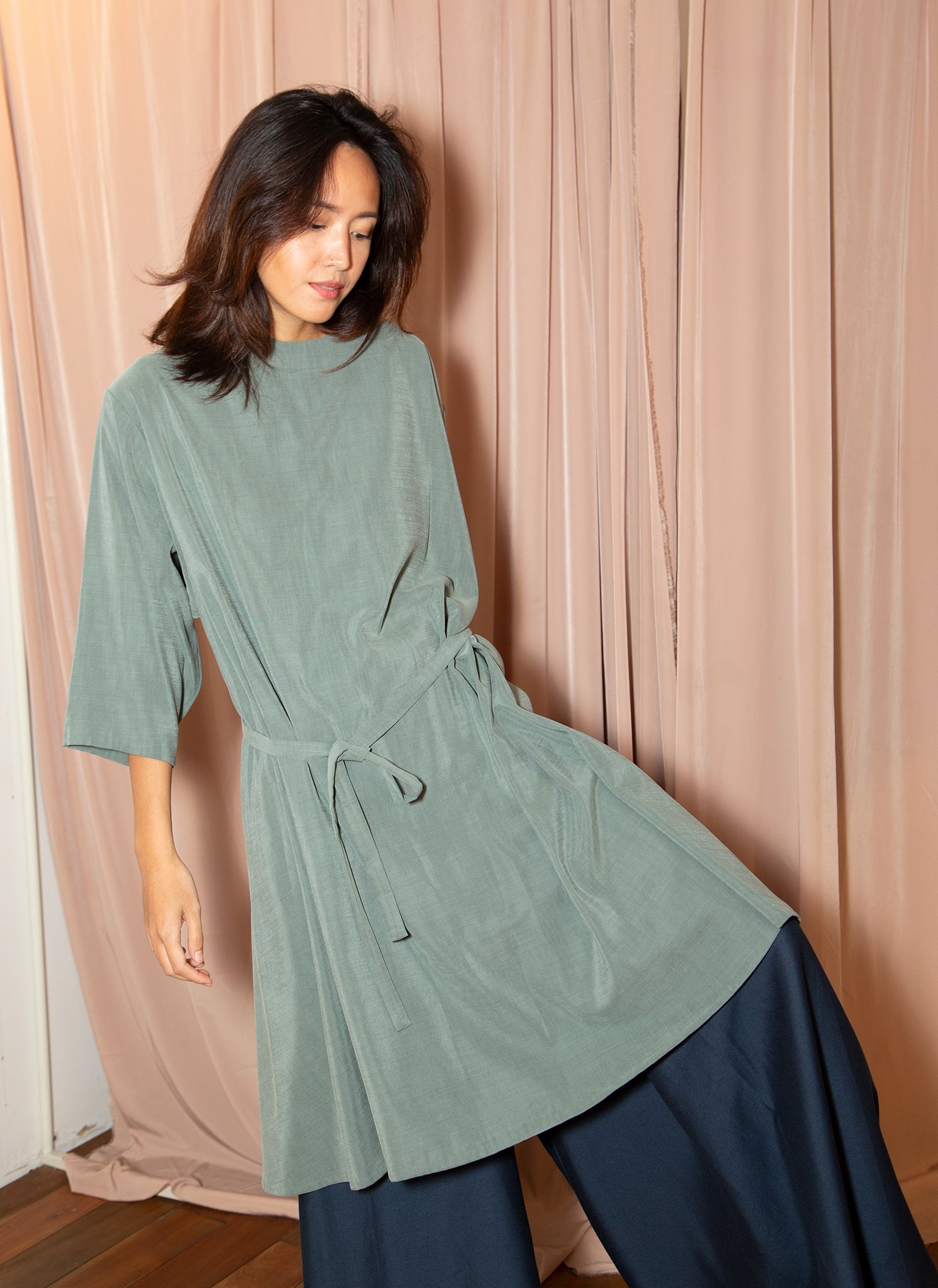 KAAREM - Branch Boxy A-Line Dress in Sage Green KAAREM - Branch Boxy A-Line Dress in Sage Green