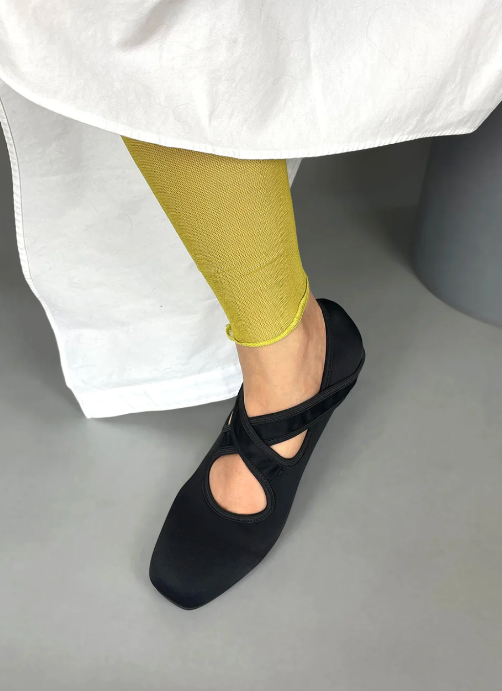 KAAREM - Hopp Studios X Ballet Flats in Black Stretch