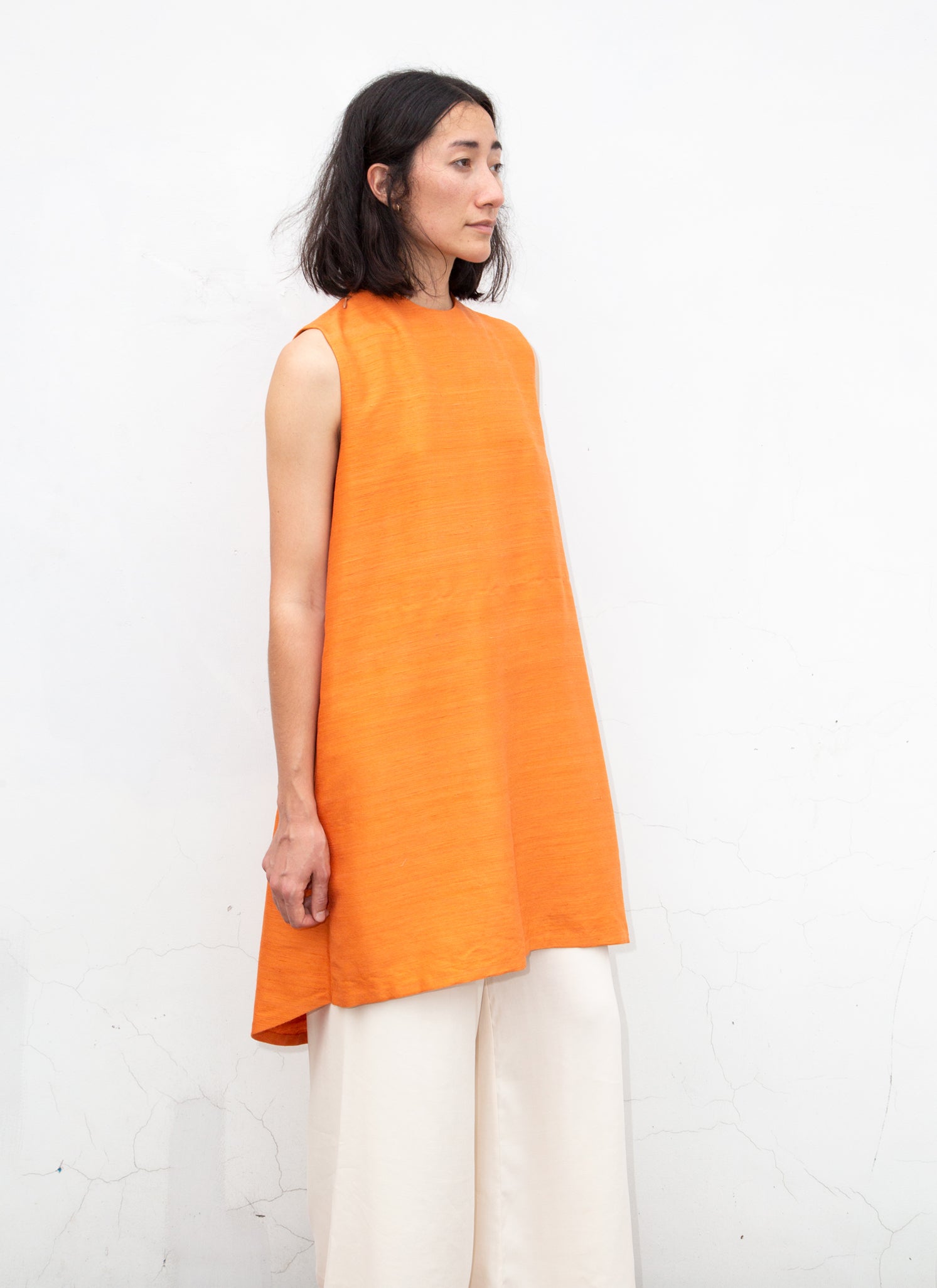 KAAREM - Gather Wind Raised Collar Silk Dress - Coral KAAREM - Gather Wind Raised Collar Silk Dress - Coral