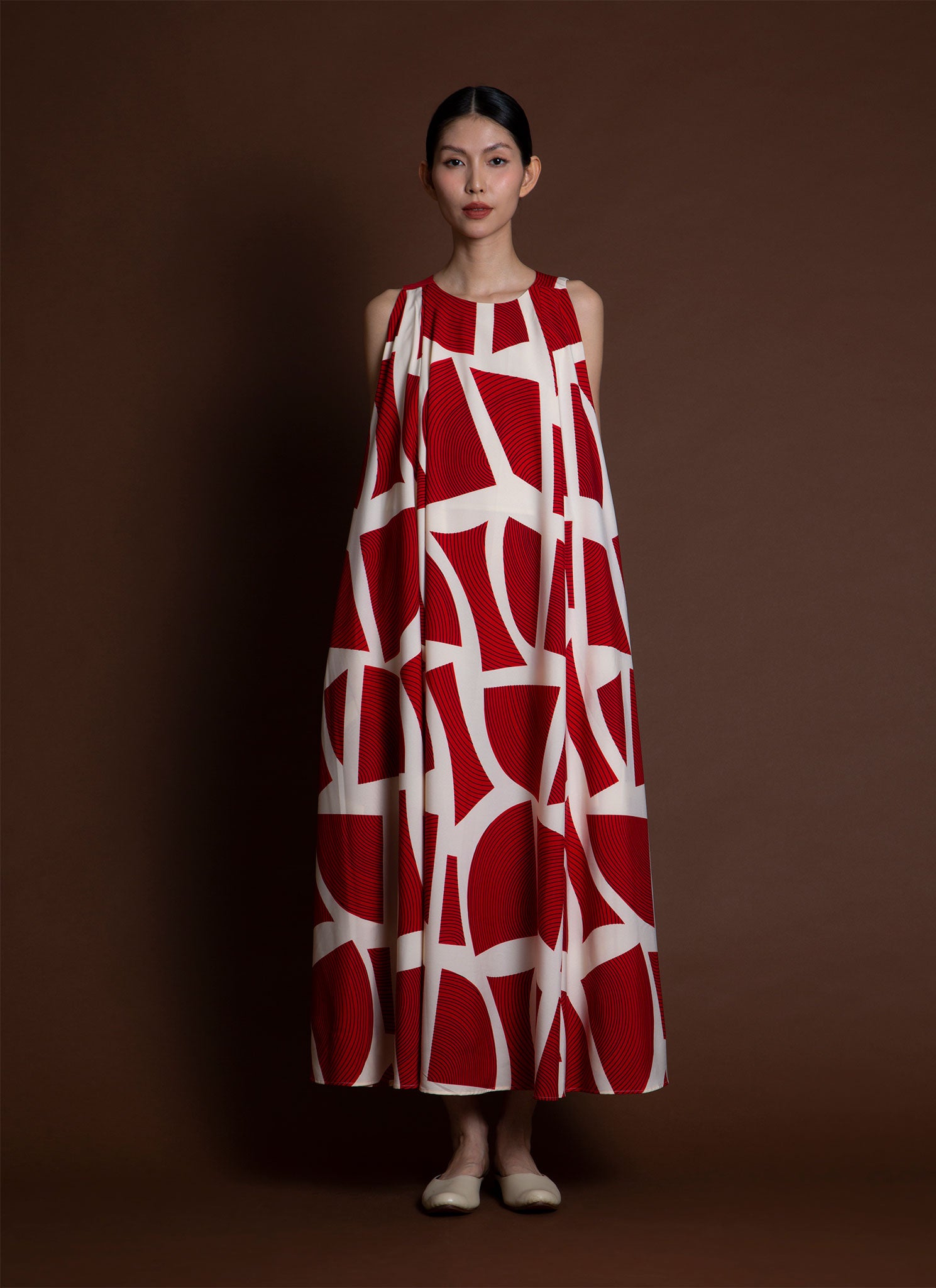 red leaf dress Red Leaf Print Long Kimono Sleeve Dress
