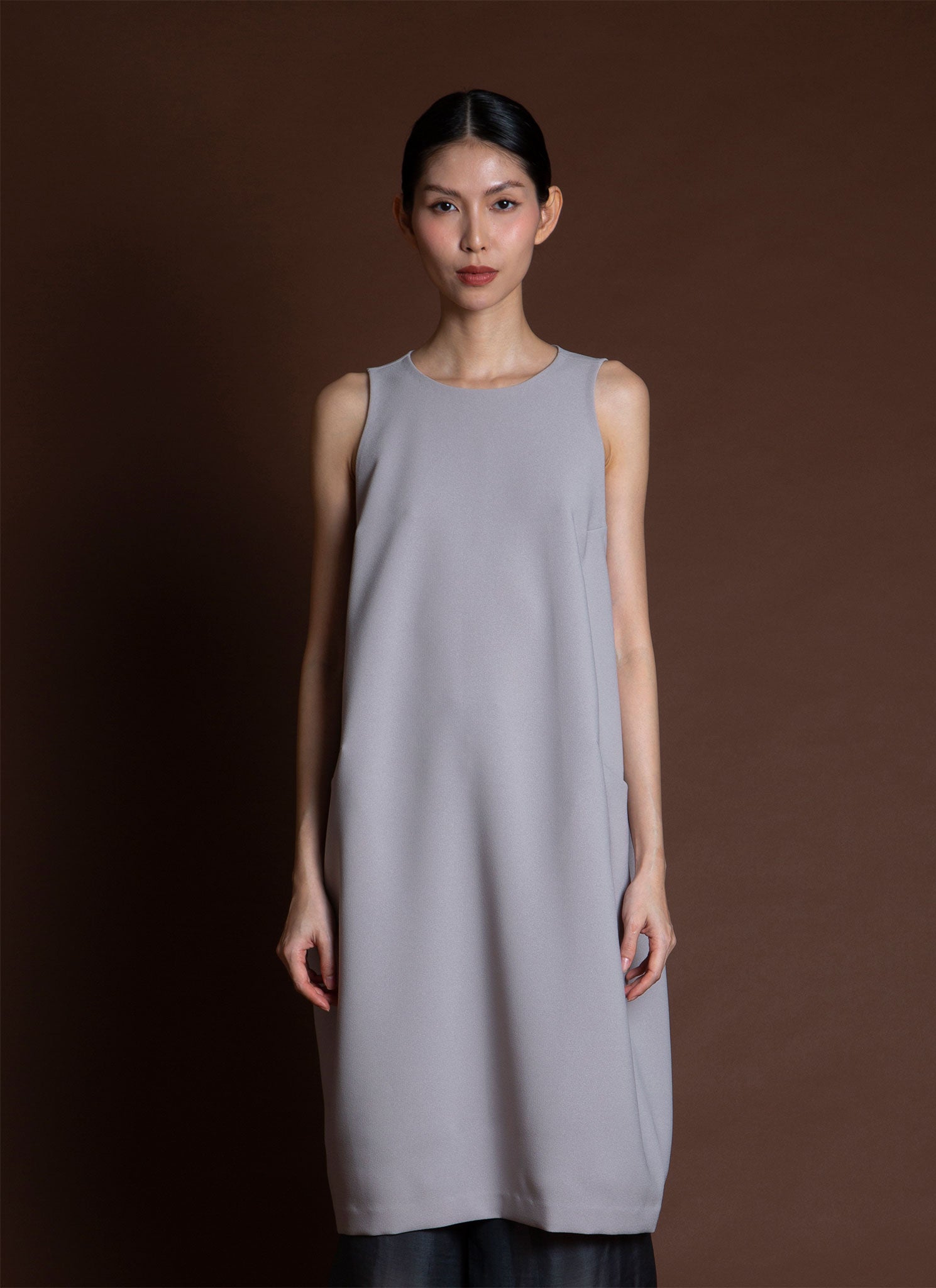 grey pocket dress Women's Payoda Bandeau Mini Dress in Dark Grey, XL , Pleated , Zip Up grey main image 0