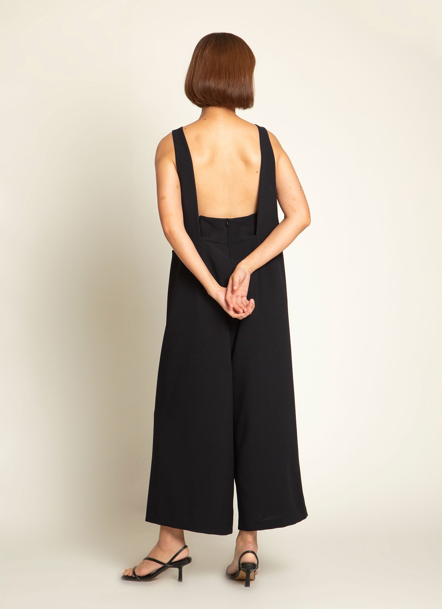 KAAREM - Mỹ A Open Back Pocket Jumpsuit in Black Blue