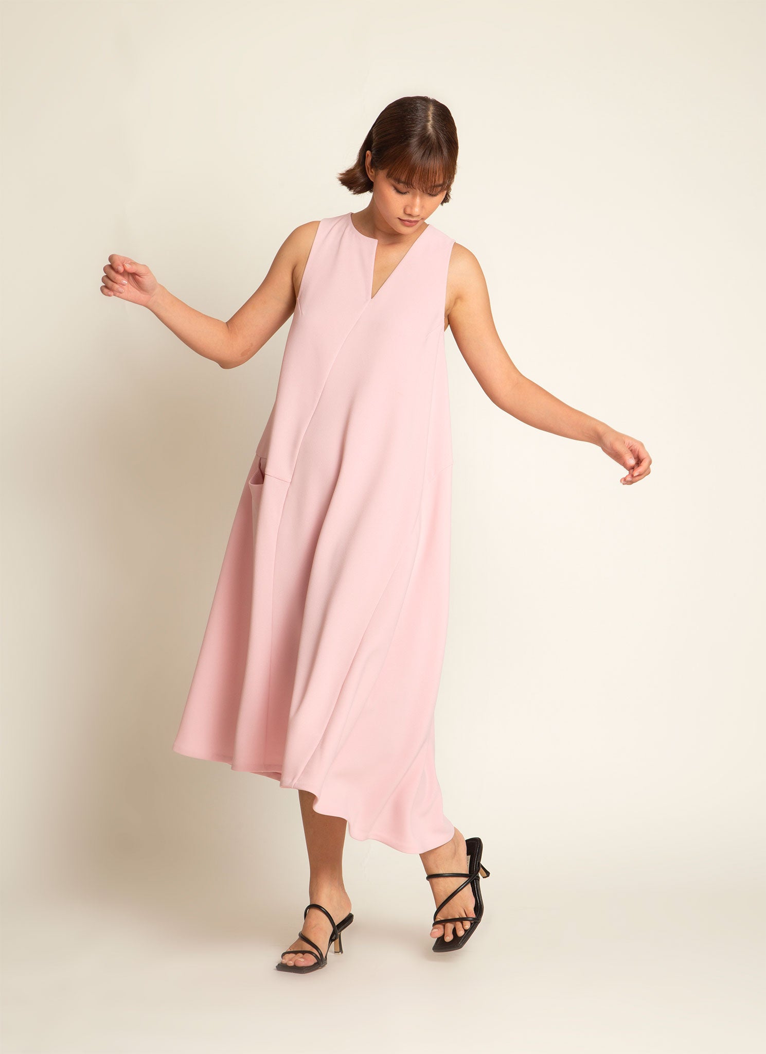 Diagonal Xo A-Line Pocket Dress in Soft Pink Diagonal Xo A-Line Pocket Dress in Soft Pink