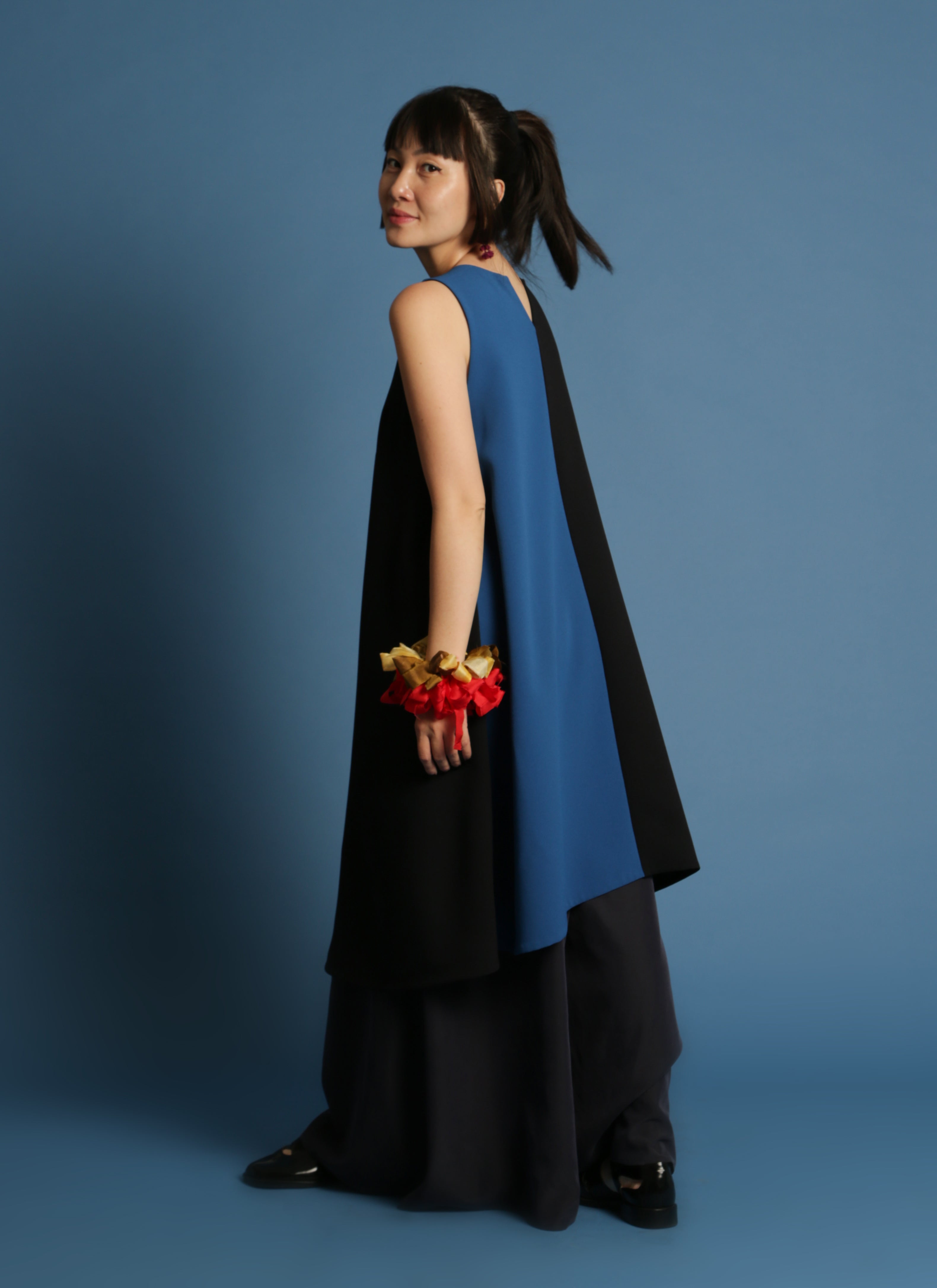 blue black colorblock dress Strappy Colorblock Dress Blue Black White