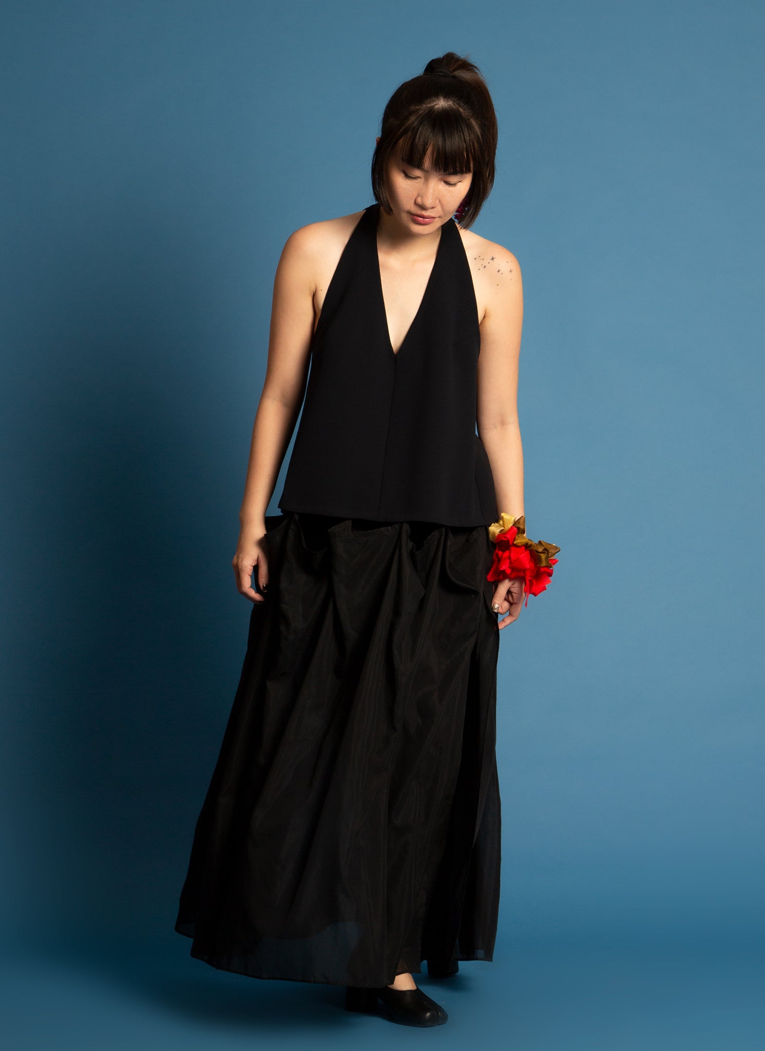 KAAREM - Rhythm Halter Áo Dài Two-Piece Dress