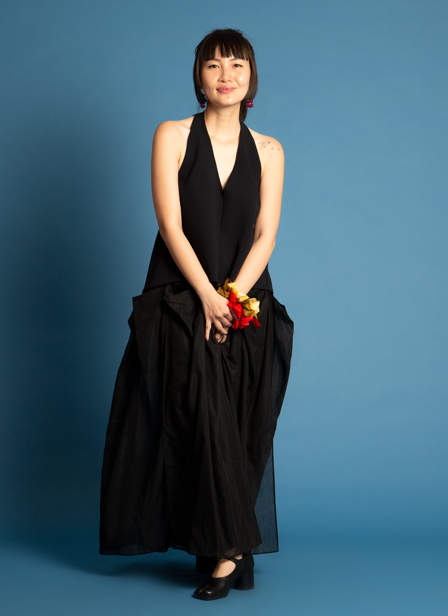 KAAREM - Rhythm Halter o Di Two-Piece Dress - Black Blue w/ Cotton Silk Black KAAREM - Rhythm Halter o Di Two-Piece Dress - Black Blue w/ Cotton Silk Black