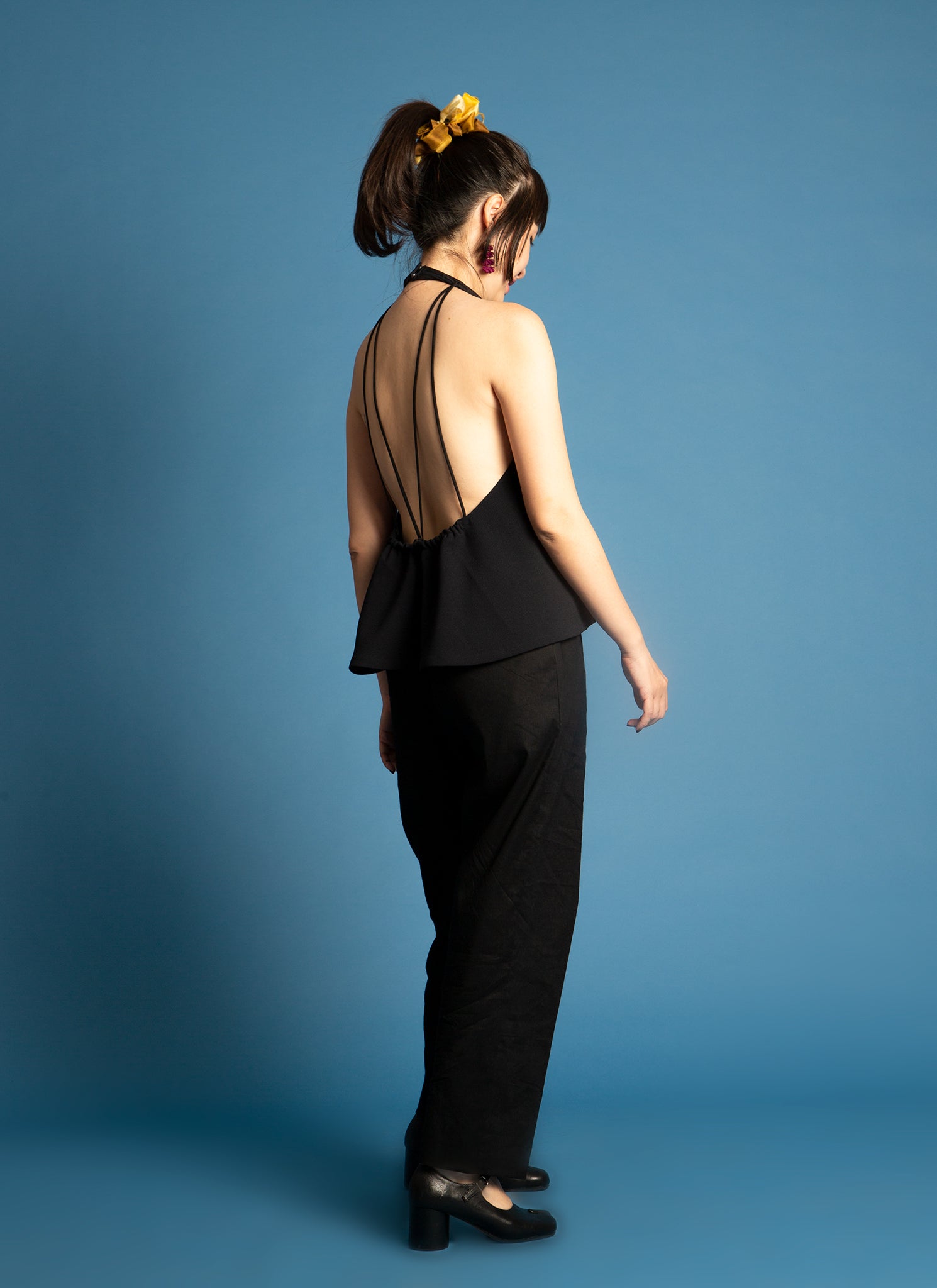 KAAREM - Rhythm Halter o Di Two-Piece Dress - Black Blue w/ Cotton Silk  Black