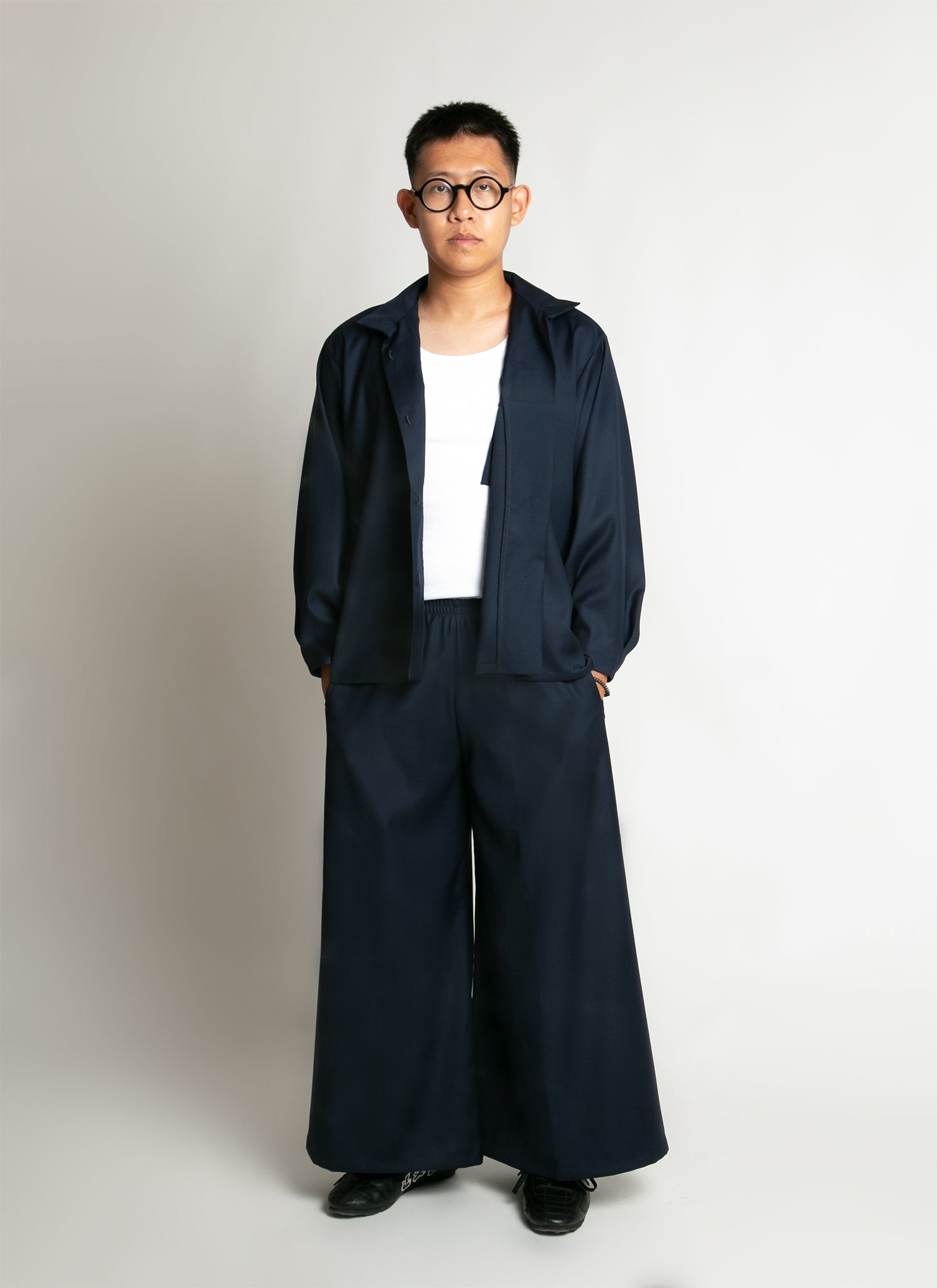 KAAREM - Azure Long-Sleeve Pocket Shirt Jacket - Dark Blue