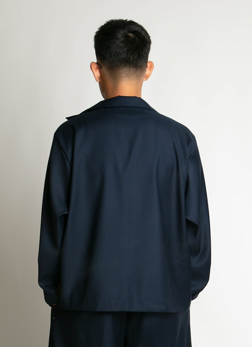 KAAREM - Azure Long-Sleeve Pocket Shirt Jacket - Dark Blue