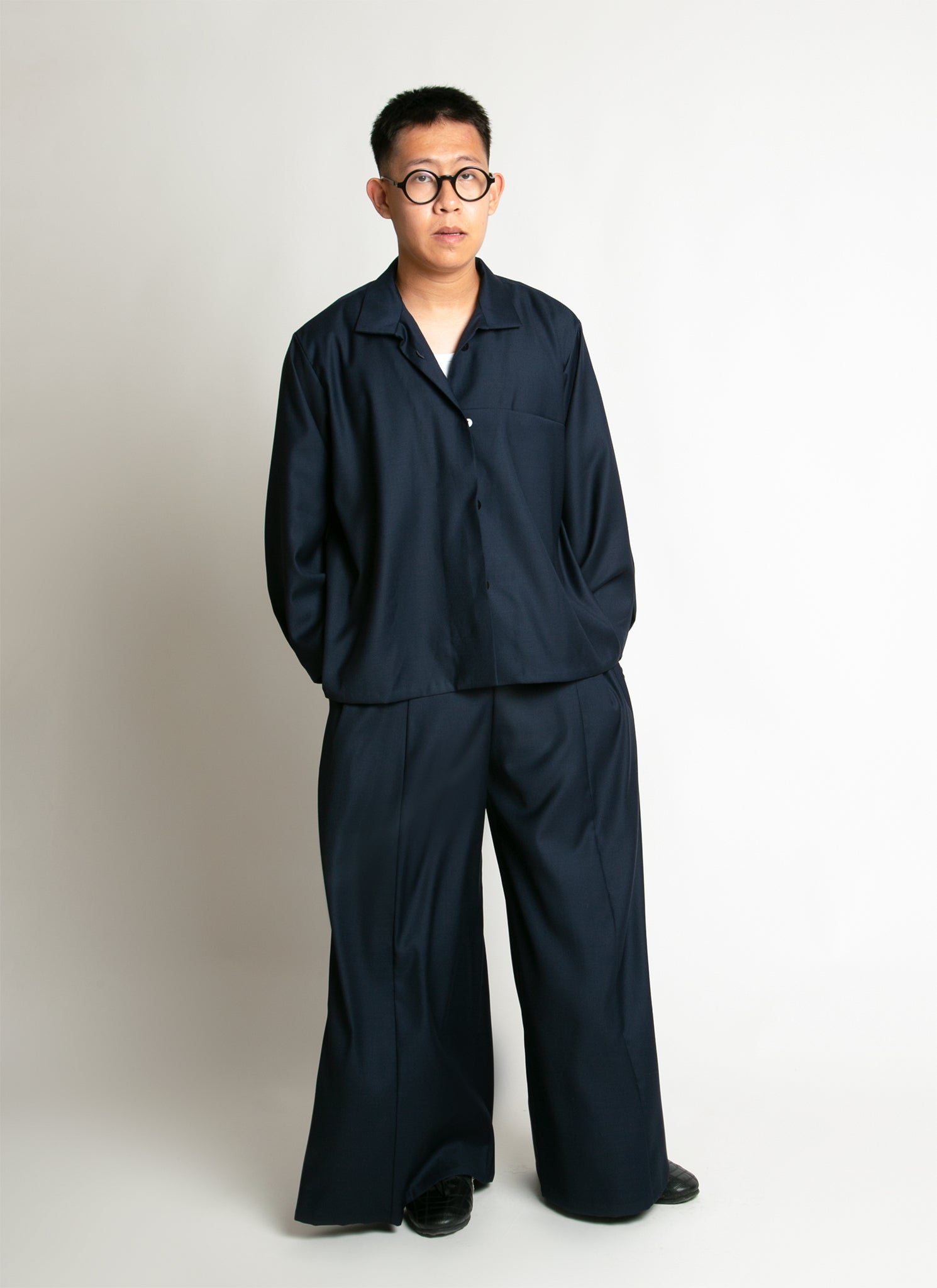KAAREM - Azure Long-Sleeve Pocket Shirt Jacket - Dark Blue