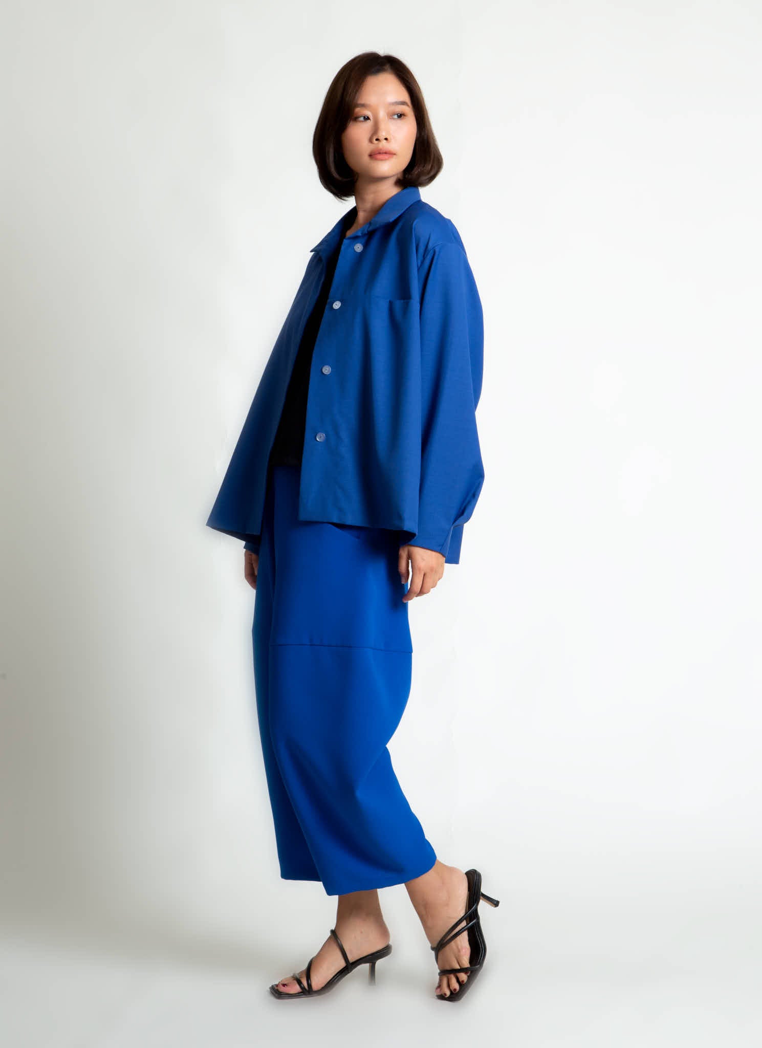KAAREM - Azure Long-Sleeve Pocket Shirt Jacket - Azure Blue