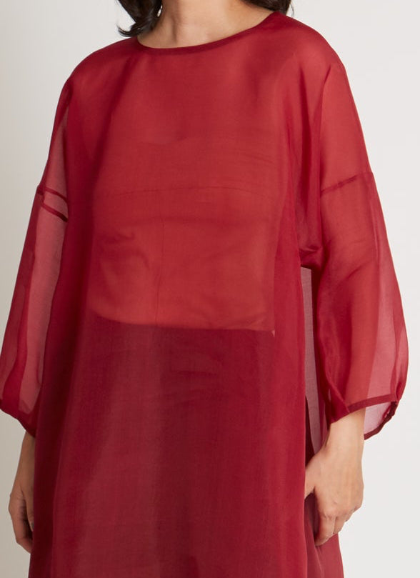 red silk organza dress Cassiopeia Dress In Red Silk Organza