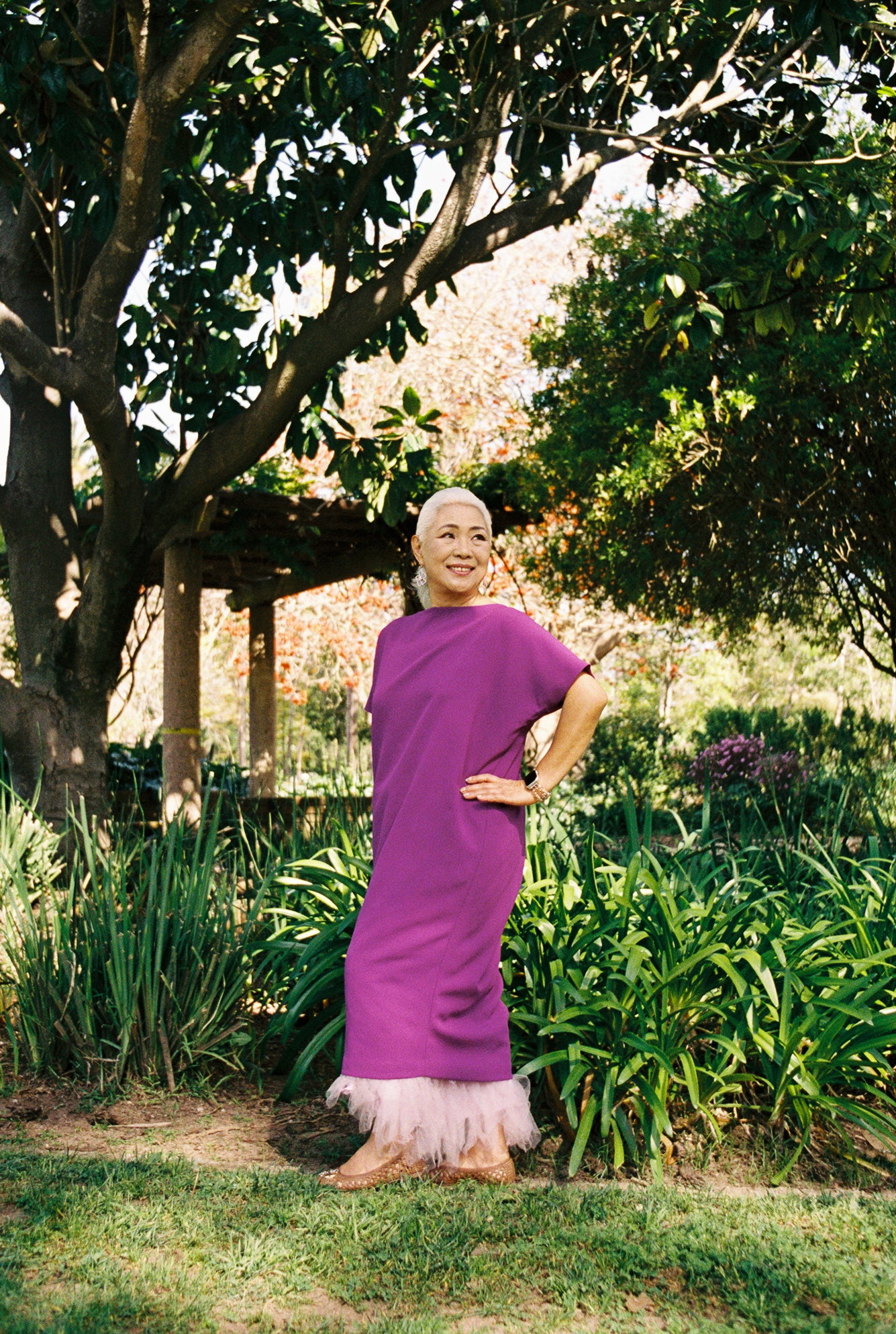ミール KAAREM - Triangle Midi Dolman Open Back Dress - Magenta Purple