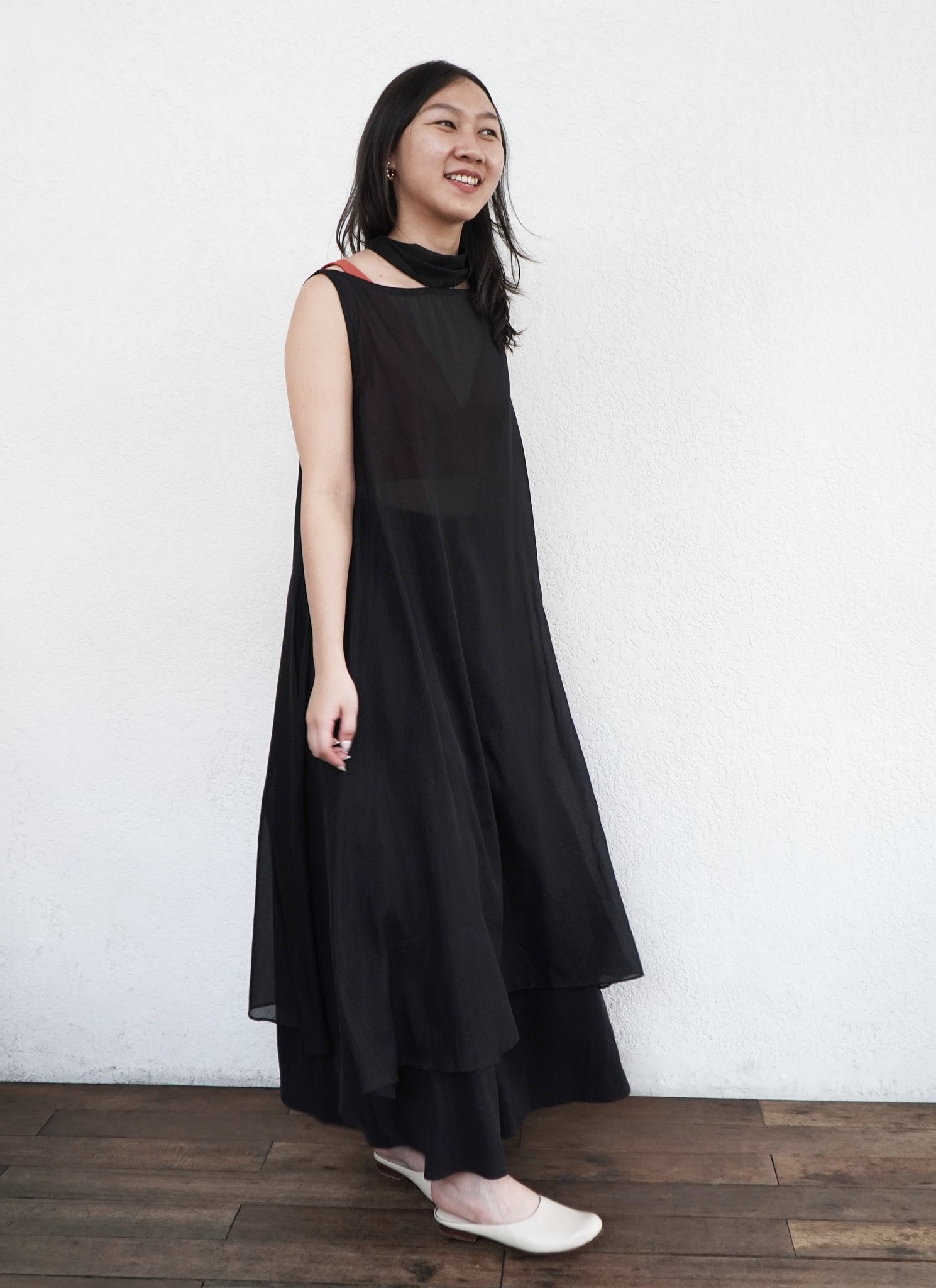 KAAREM - Fig Long Cotton Silk Split o di Tunic/Dress w/ Bow in Black KAAREM - Fig Long Cotton Silk Split o di Tunic/Dress w/ Bow in Black