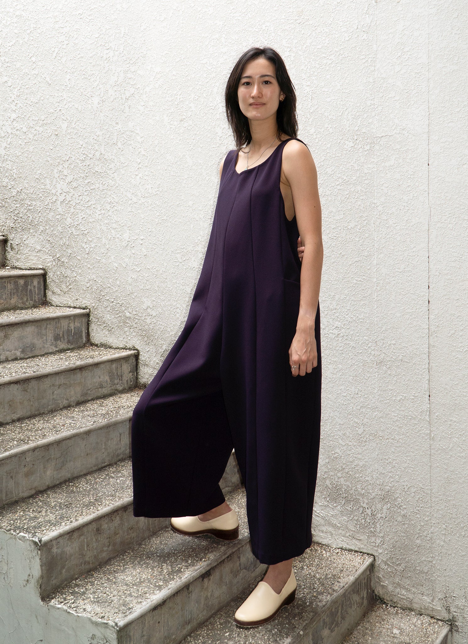 Verdant Sleeveless Pocket Jumpsuit - Eggplant Purple