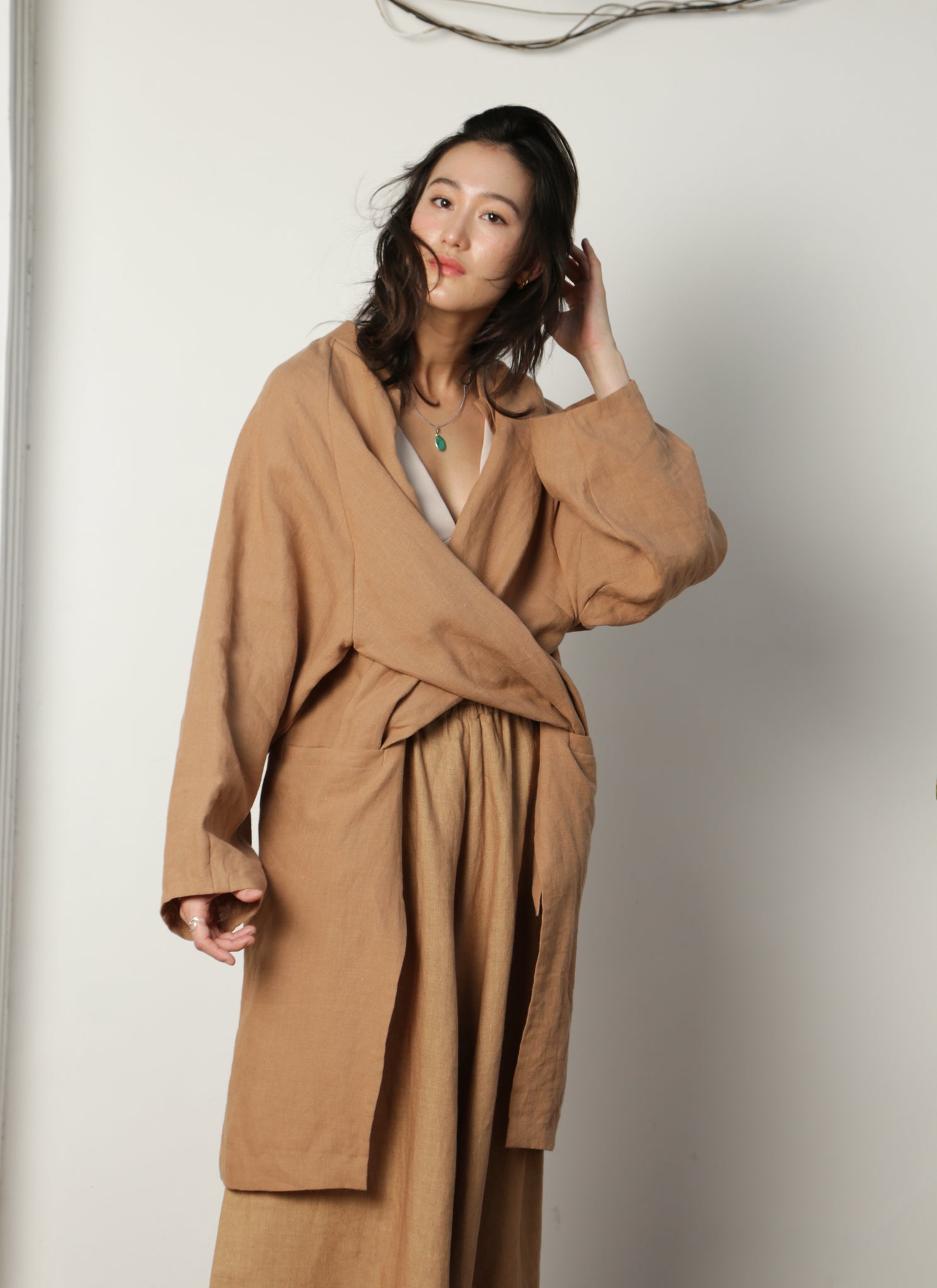 KAAREM - Bamboo Long Sleeve Pocket Jacket in Brown Sand