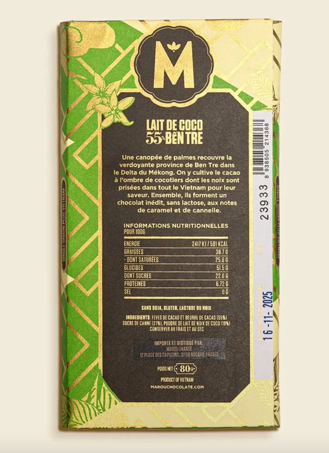 KAAREM - Marou Chocolate 55% Coconut Milk Ben Tre 80g Bar
