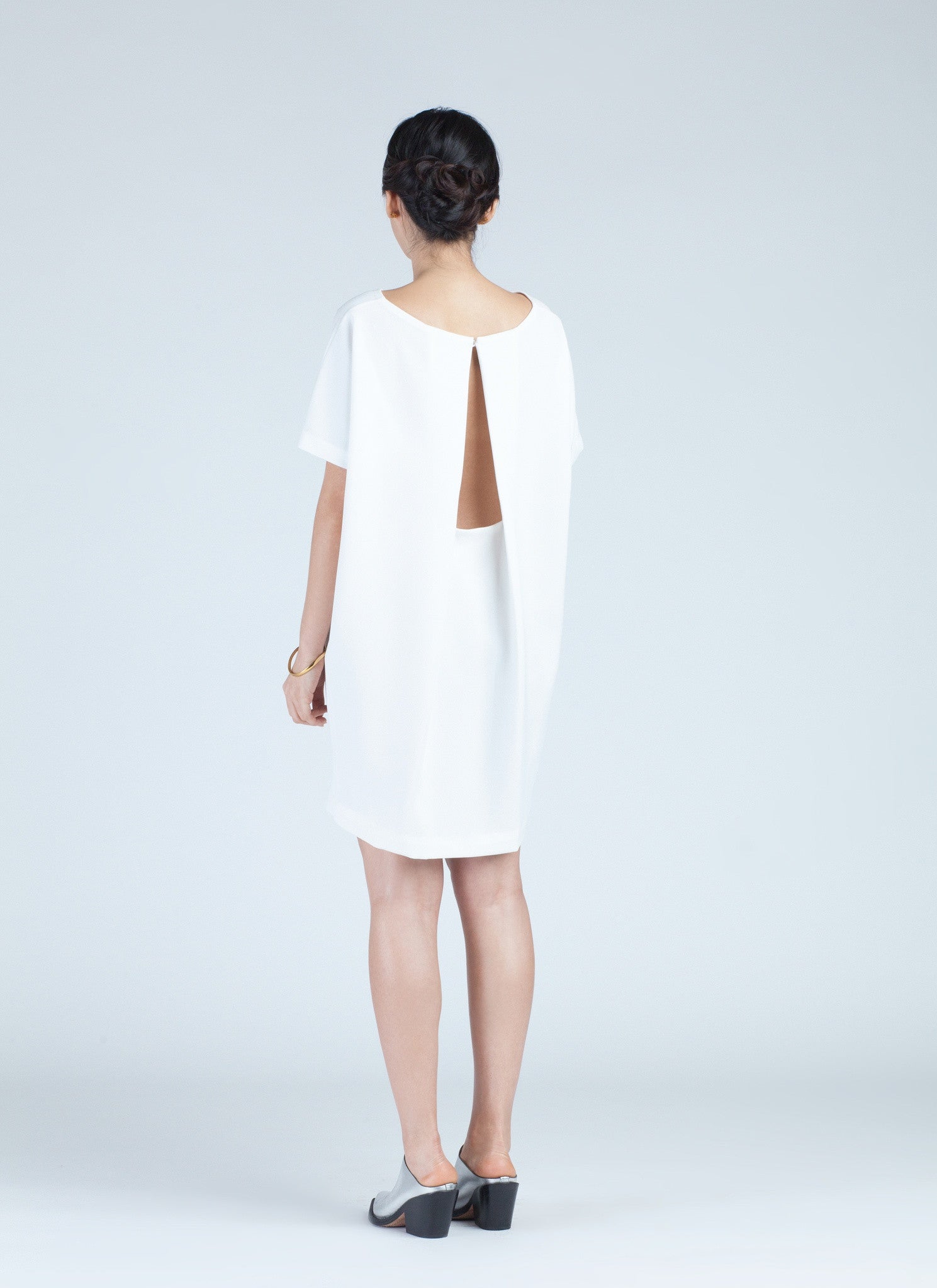 KAAREM - Angle Mini Dolman Open Back Dress - White