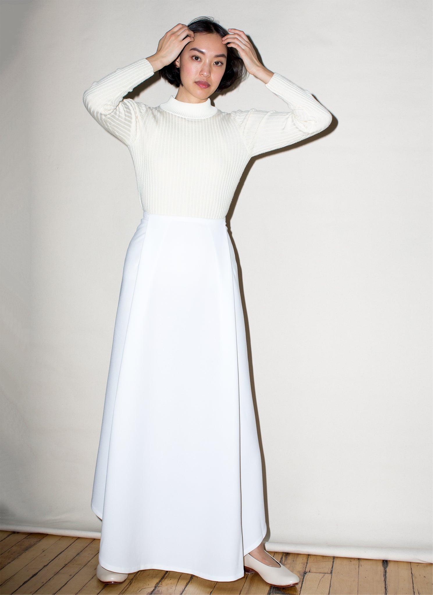 KAAREM - Waterfall Deep Pleated Maxi Skirt