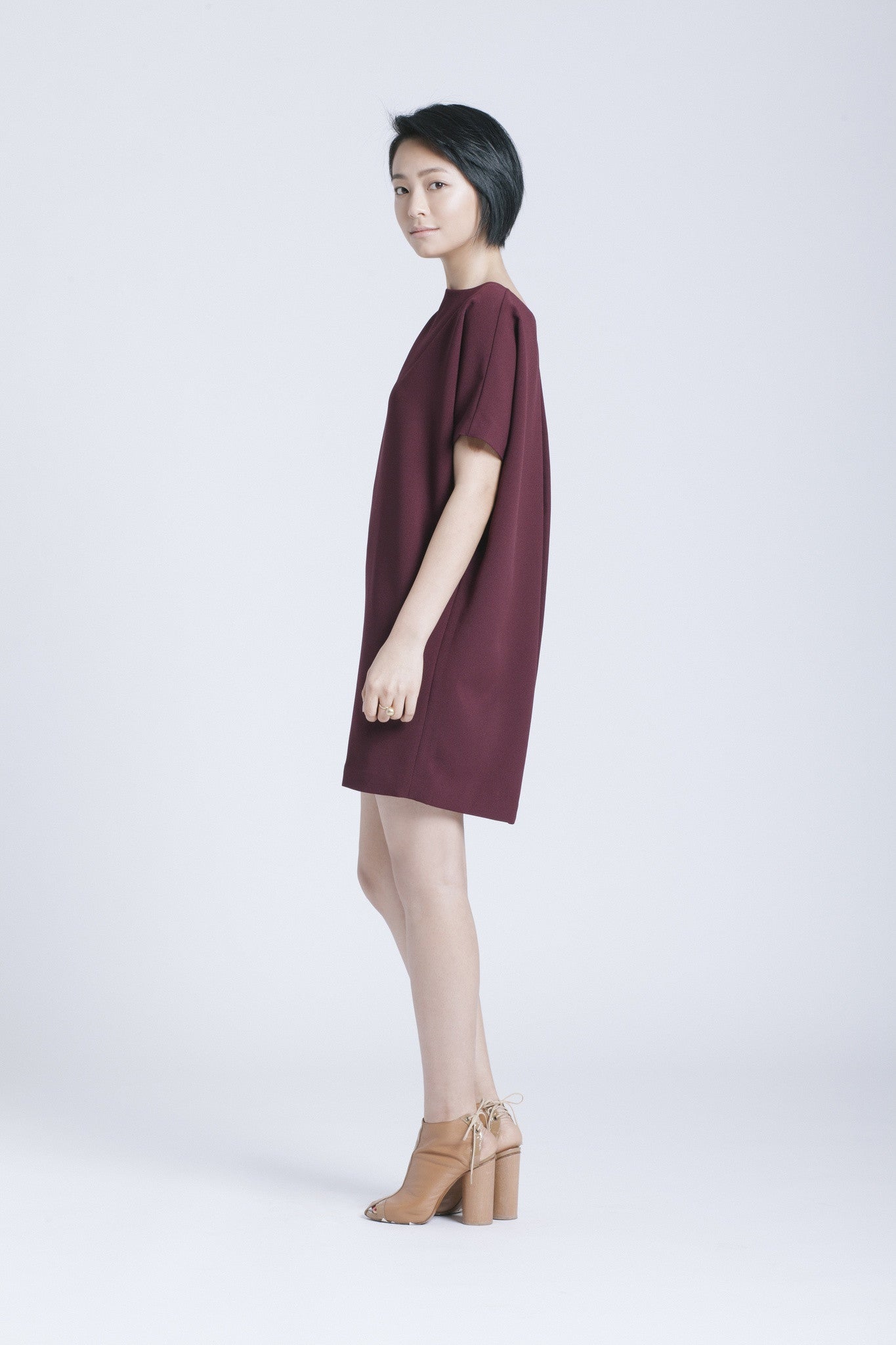 KAAREM - Angle Mini Dolman Open Back Dress - Burgundy KAAREM - Angle Mini Dolman Open Back Dress - Burgundy