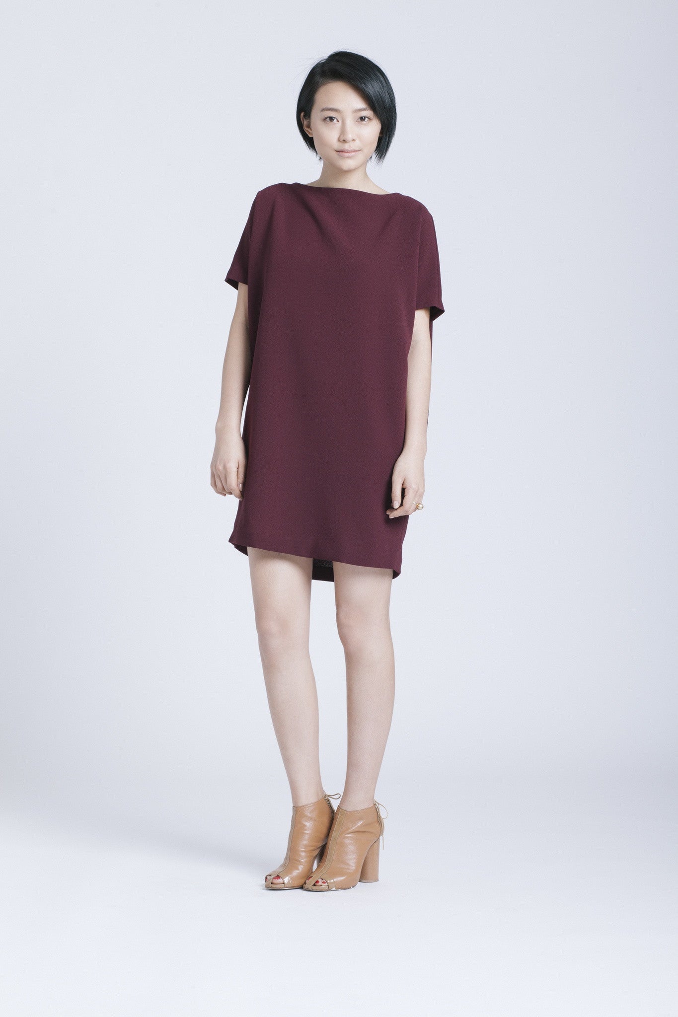KAAREM - Angle Mini Dolman Open Back Dress - Burgundy KAAREM - Angle Mini Dolman Open Back Dress - Burgundy