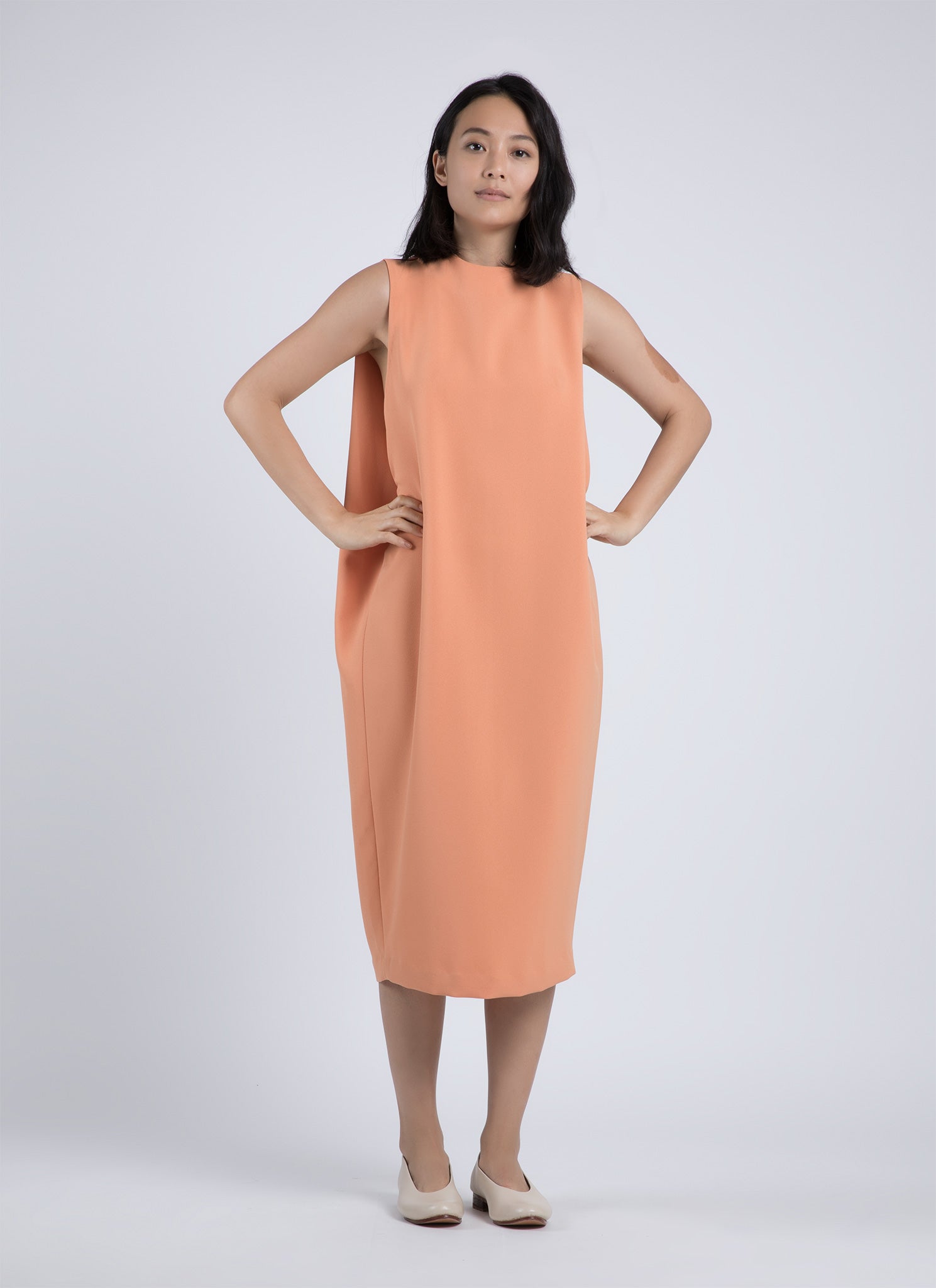 KAAREM - Dill High Collar Dress - Papaya