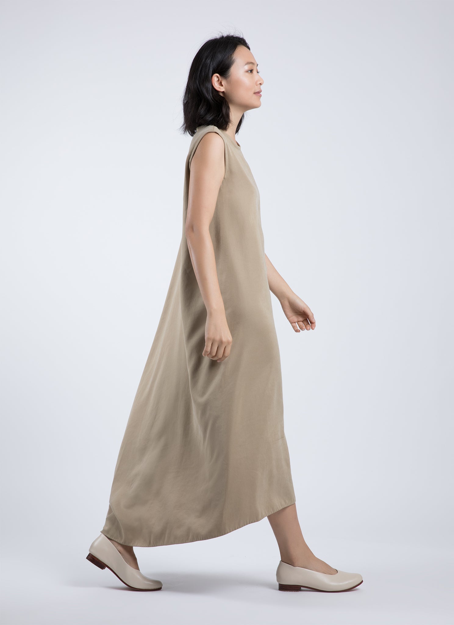 KAAREM - Turn Sleeveless Overlap Maxi Dress - Olive