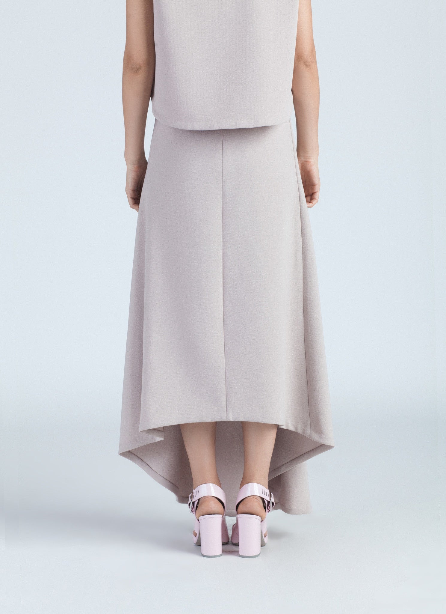 Waterfall Deep Pleated Skirt Cream