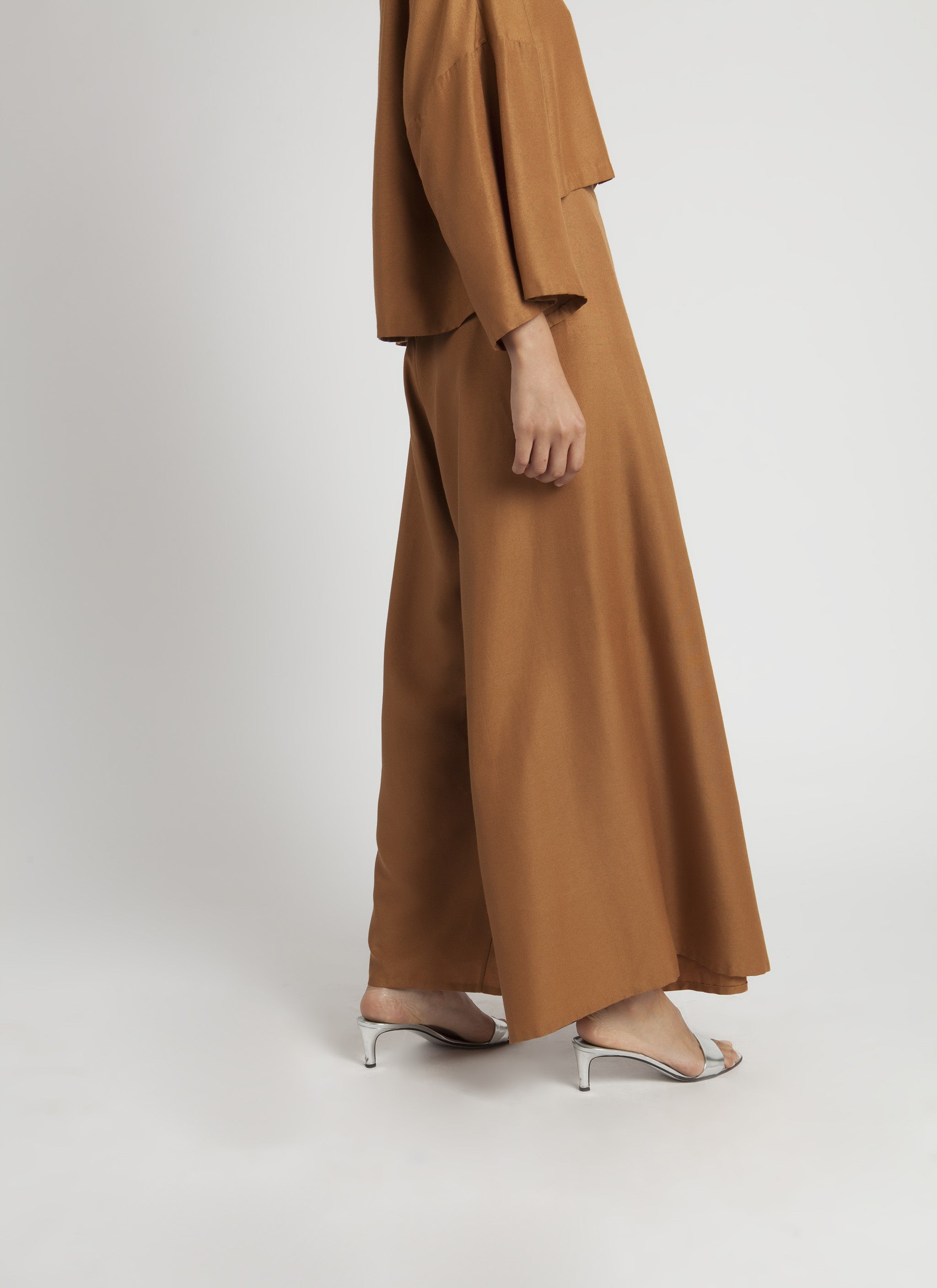 Wind Lantern Front Pleat Wide Leg Pant - Sepia