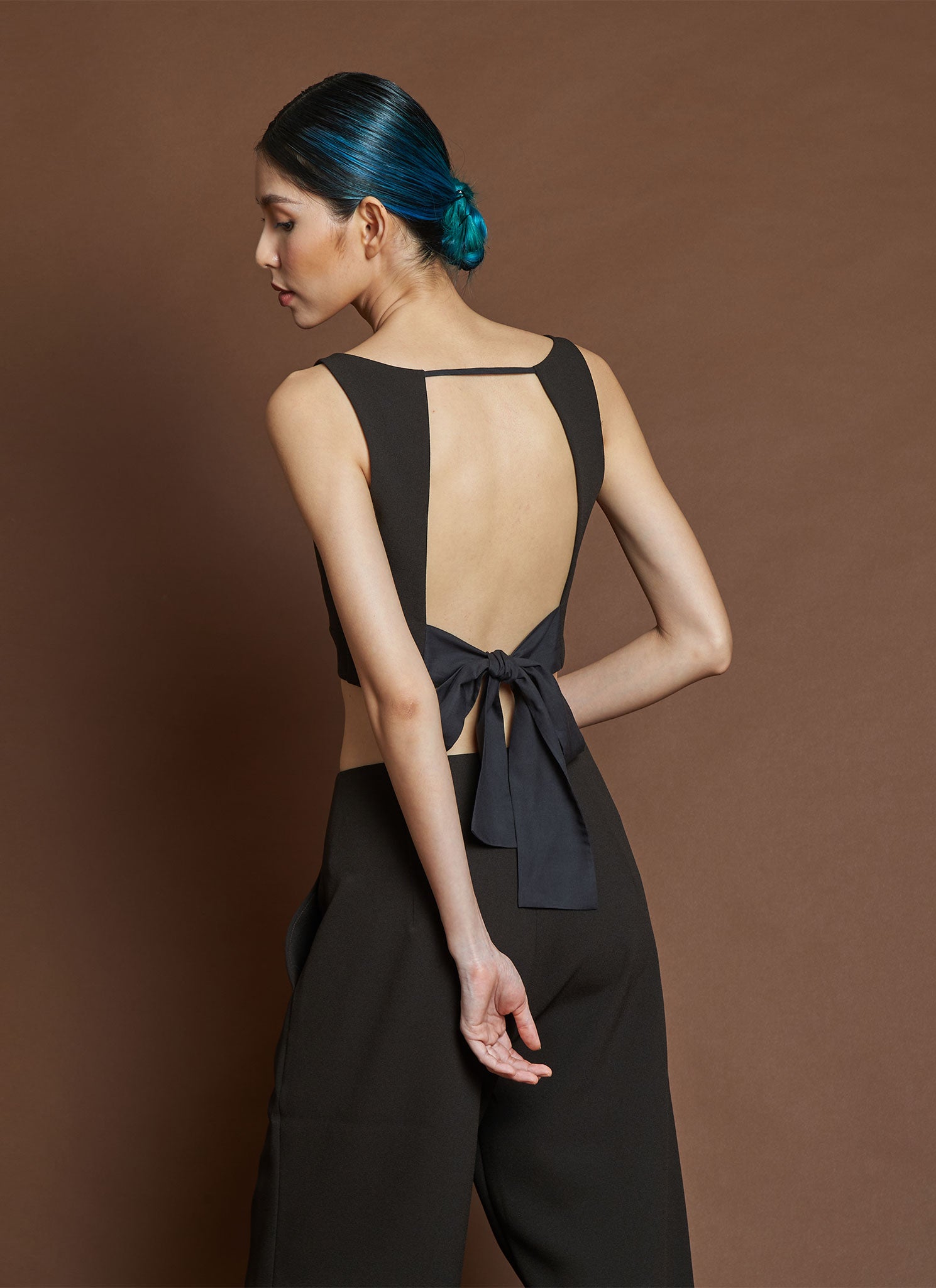 La Lan Bralette Open Back Top w/ Tie (Petite/Reg) - Socola Brown La Lan Bralette Open Back Top w/ Tie (Petite/Reg) - Socola Brown