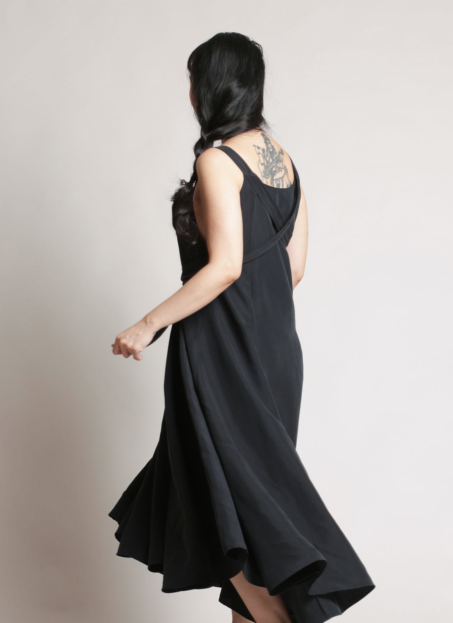 Anosmum Strap Tie Tent Dress - Black Anosmum Strap Tie Tent Dress - Black